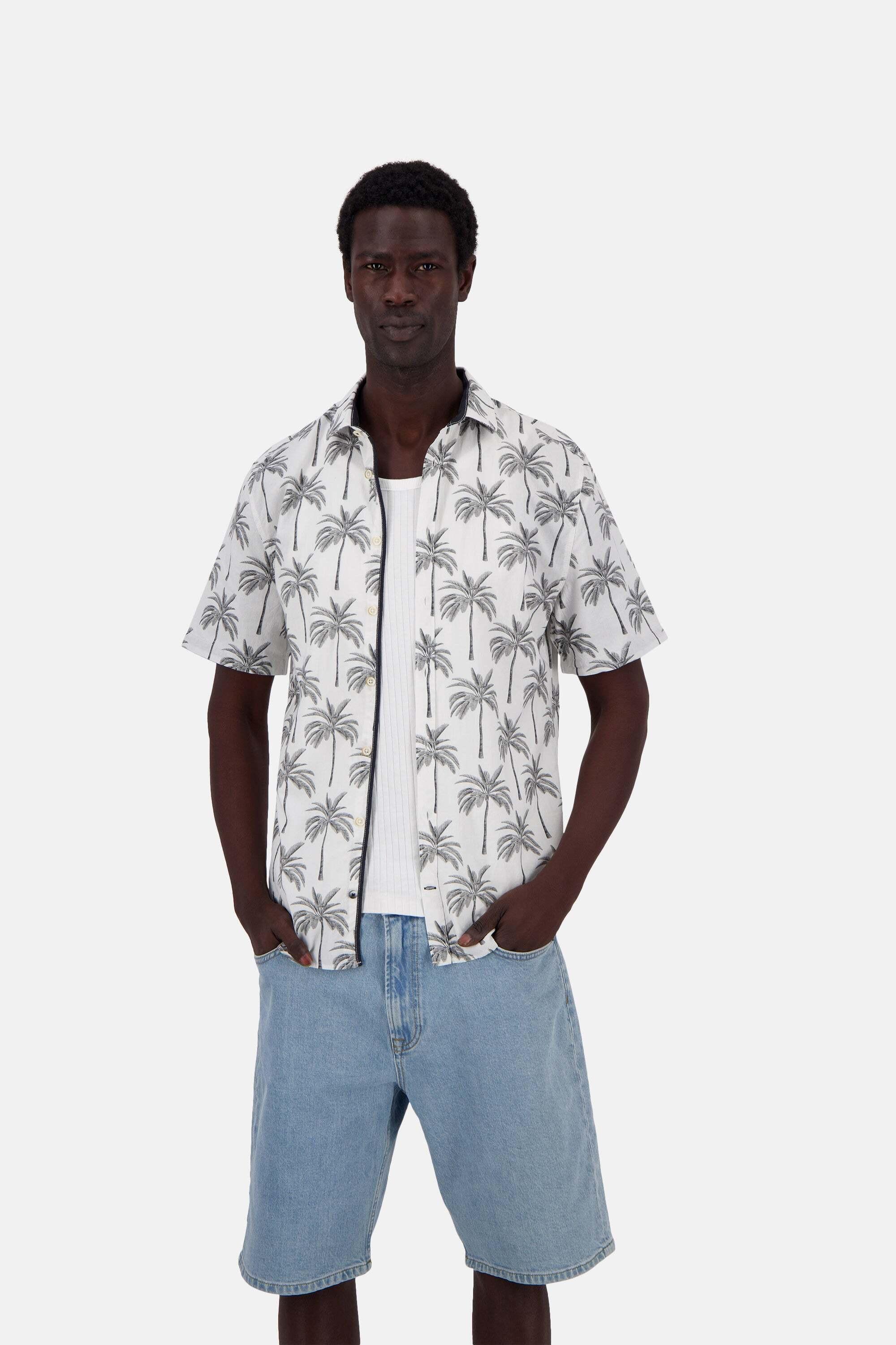 Colours & Sons Kurzarmhemd Printed in Palms