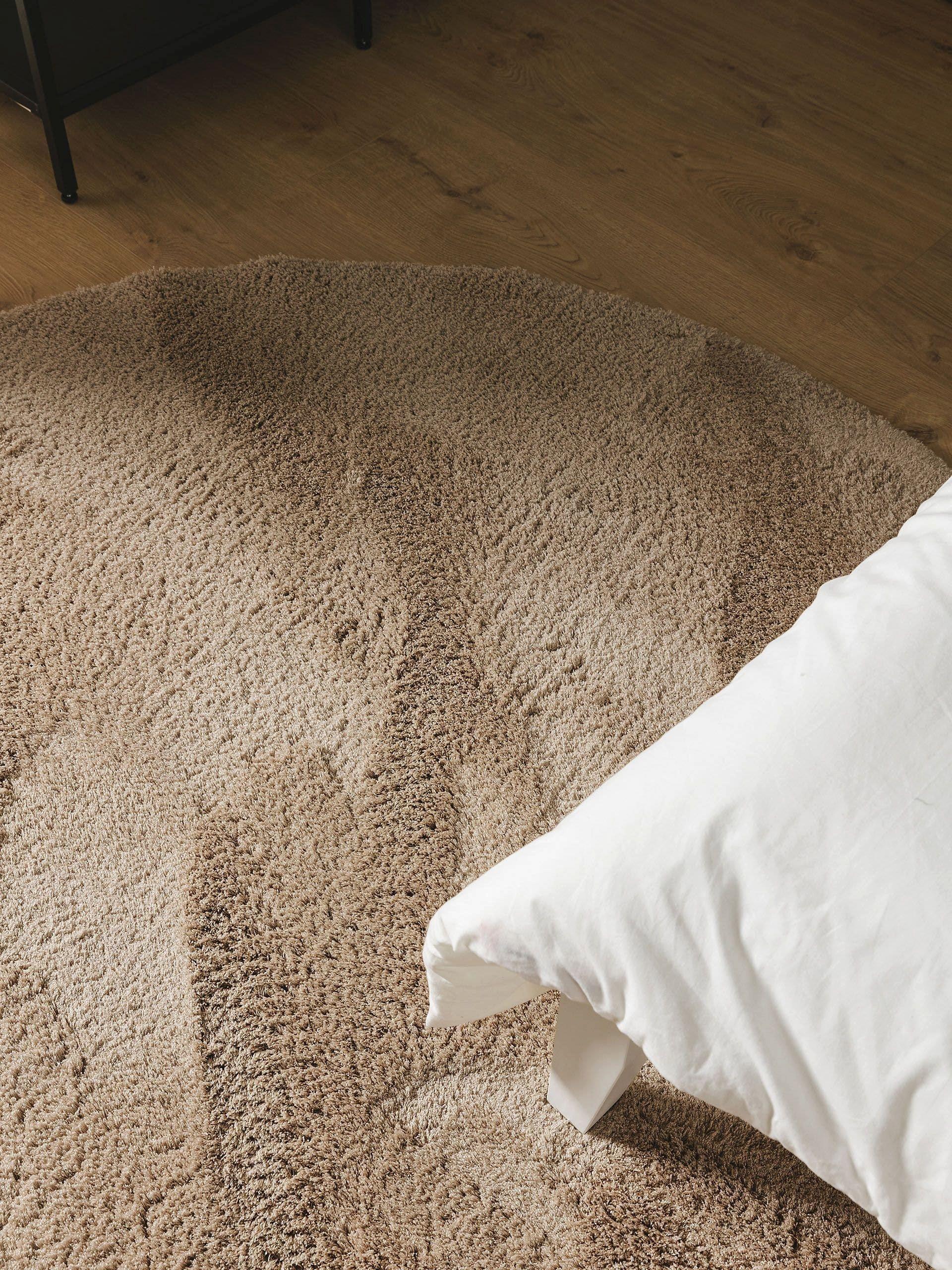 Benuta Hochflorteppich rund Soda Beige