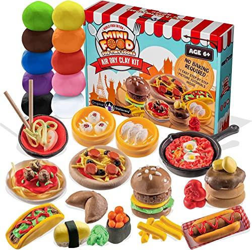 Activity-board Miniaturgeschirr aus aller Welt' Air Dry Clay, Set mit 10 Farben Knetmasse und über 19 Teilen zum Modellieren Air Dry Clay Kit