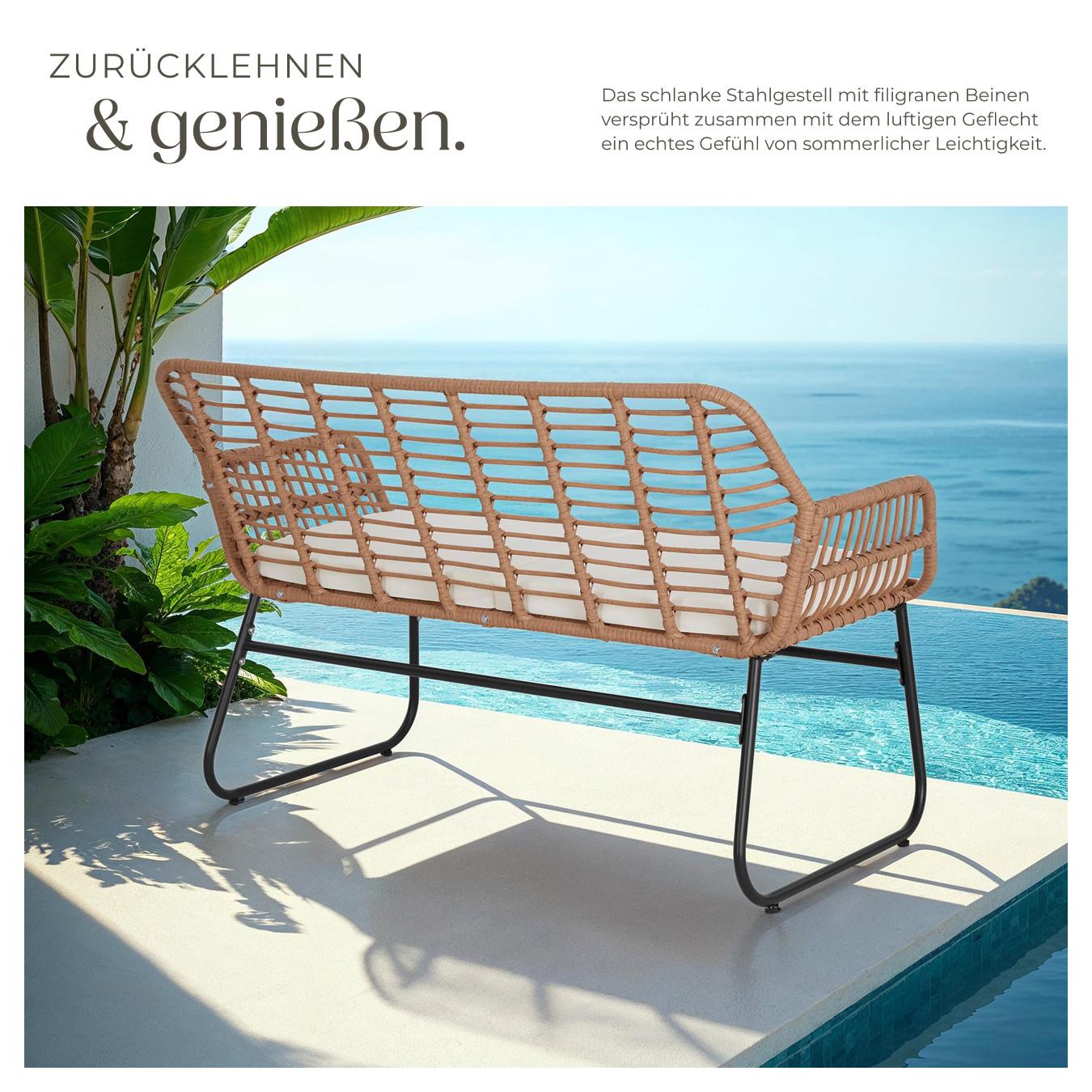 Tectake Rattan Sitzgruppe Molfetta XL für 4 Personen