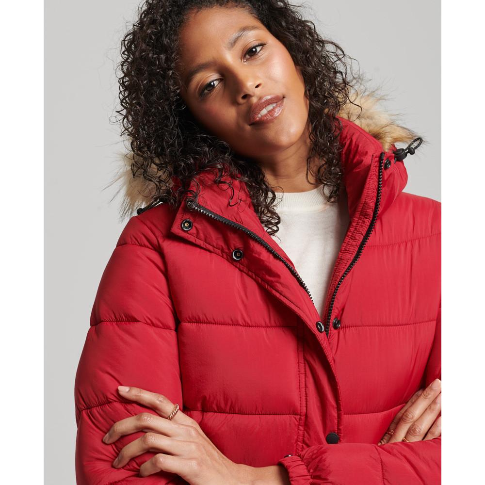 Superdry kurze daunenjacke mit kapuze, damen