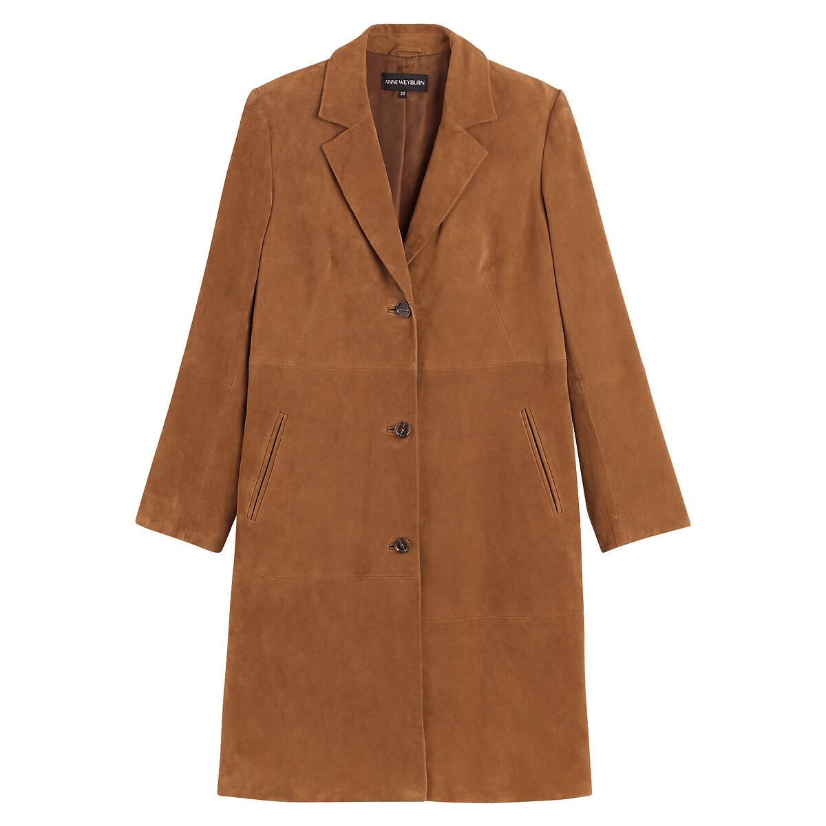 La Redoute Collections Geknöpfter Mantel aus Ziegenleder