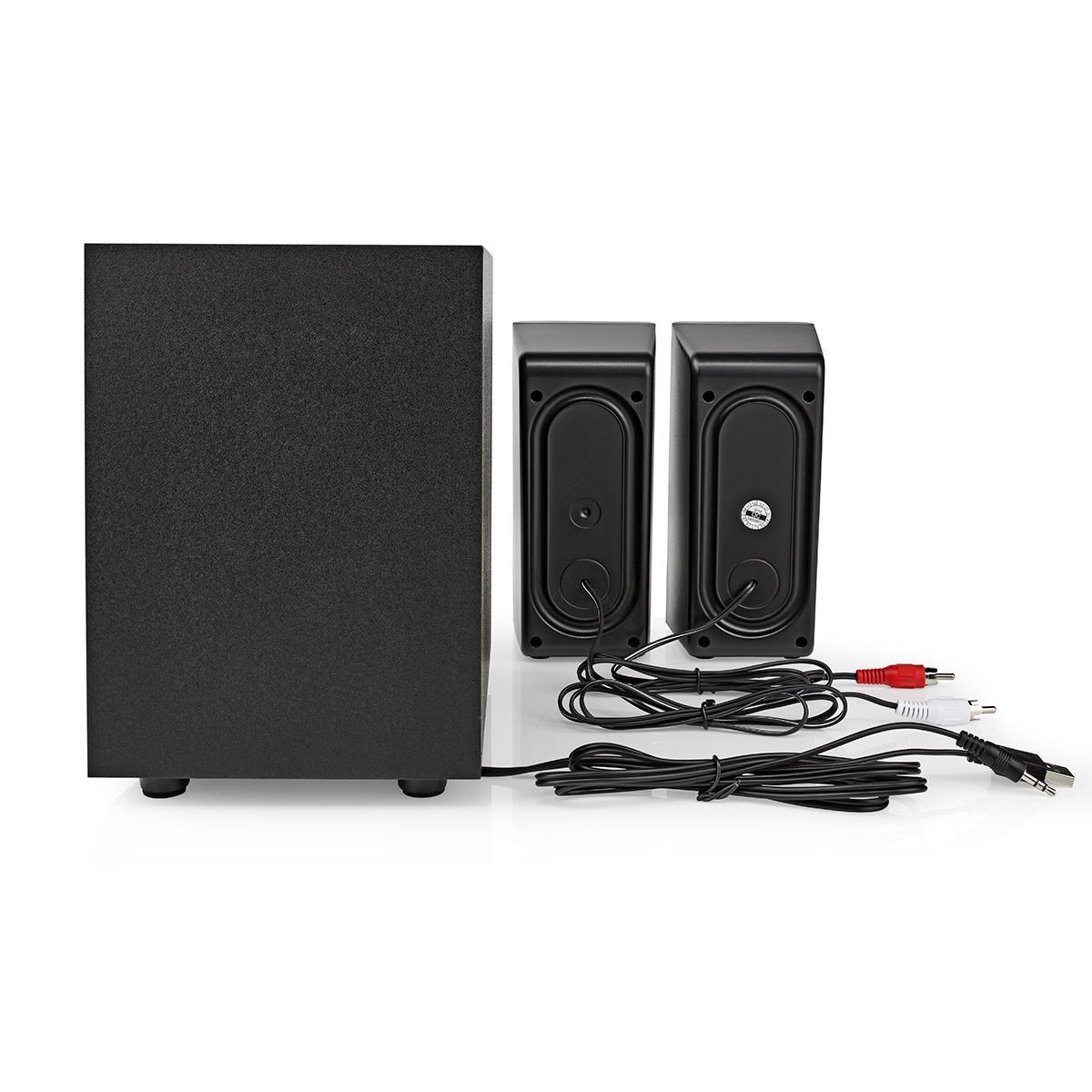 Nedis Gaming-Lautsprecher | Lautsprecherkanäle: 2.1 | USB-Stromversorgung | 3,5 mm Stecker | 30 W | Keine Beleuchtung | Lautstärkeregler