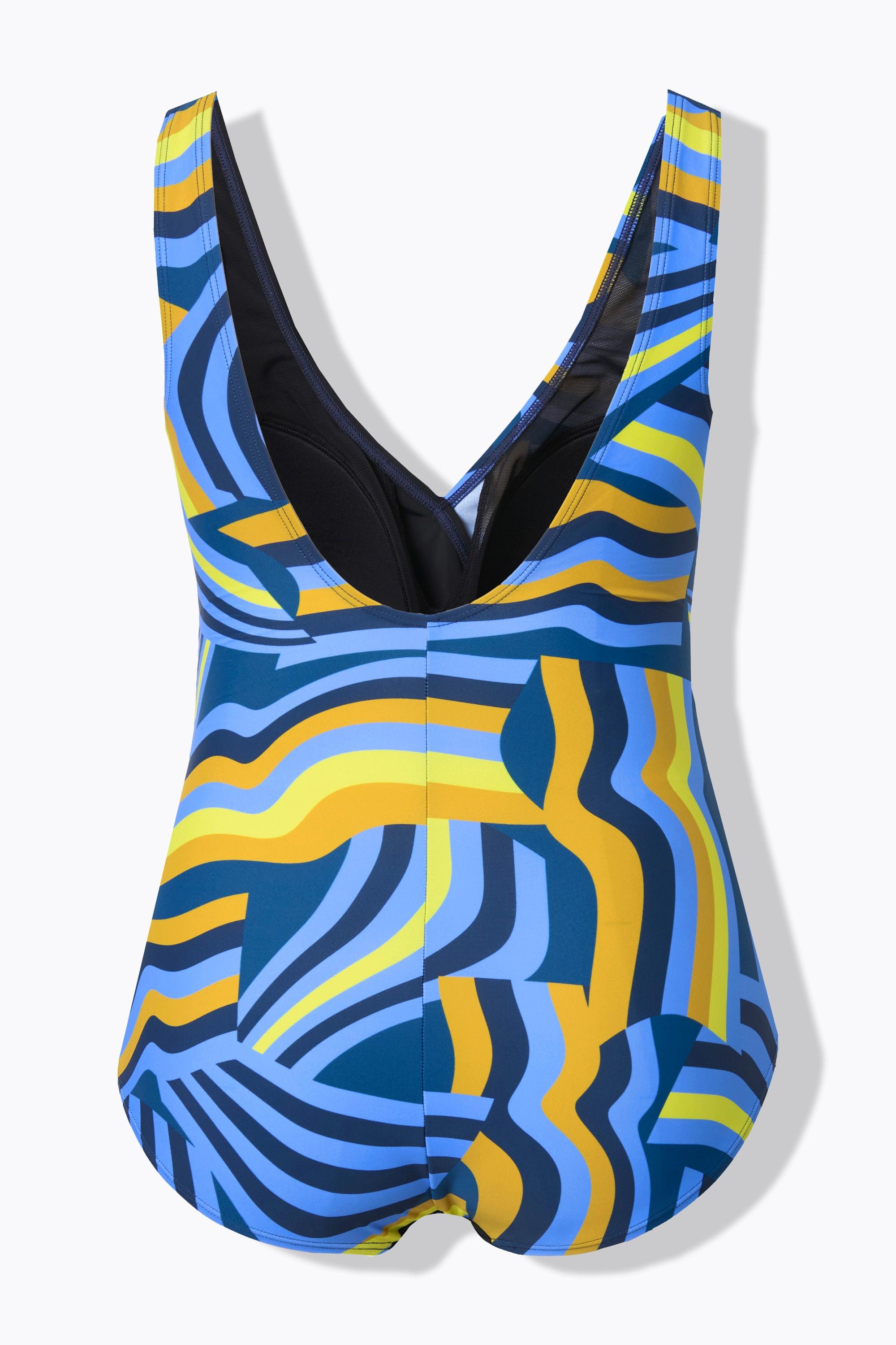 Ulla Popken Badeanzug, Wickeloptik, Softcups, Zierring, recycelt