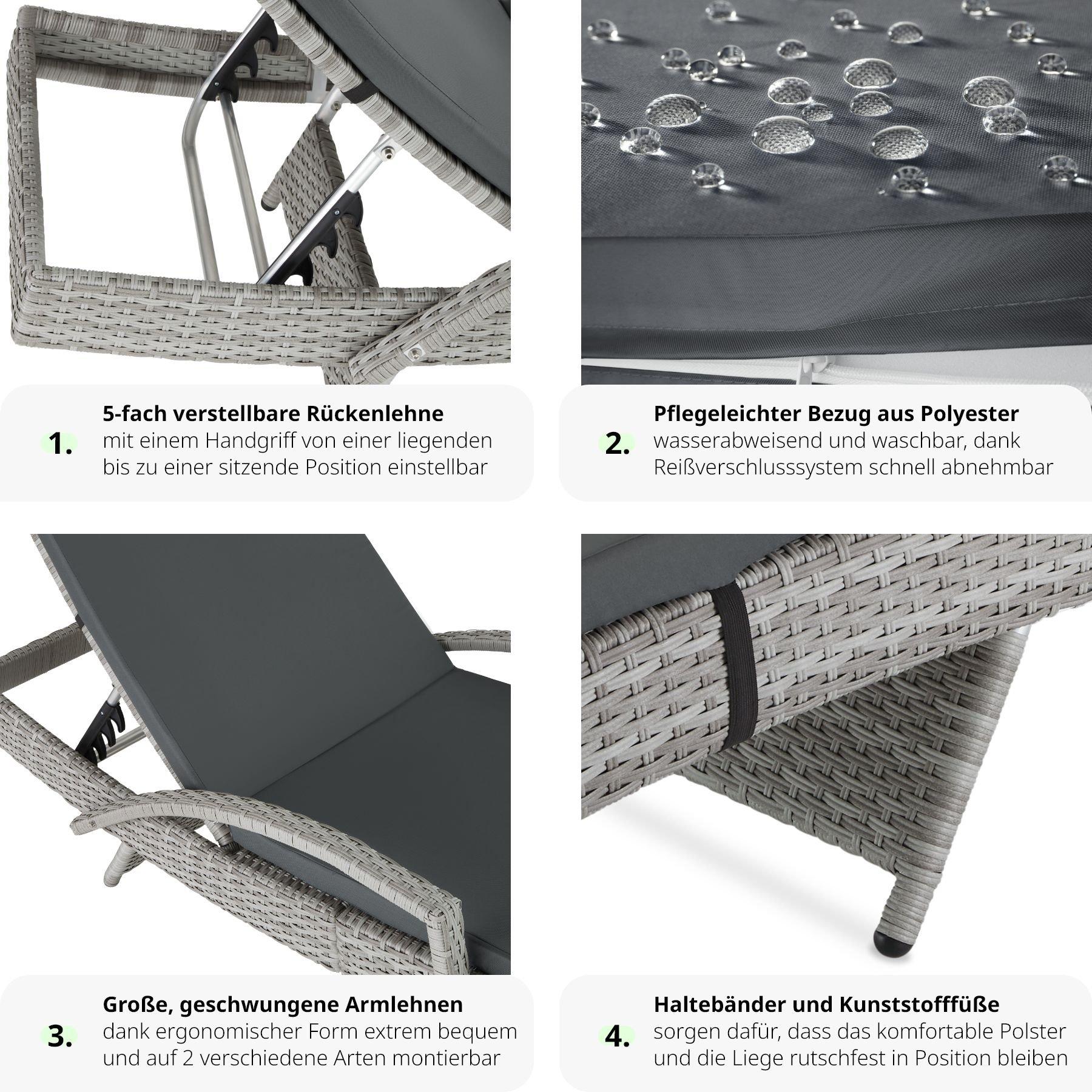 Tectake Aluminium Rattan Sonnenliege Océane