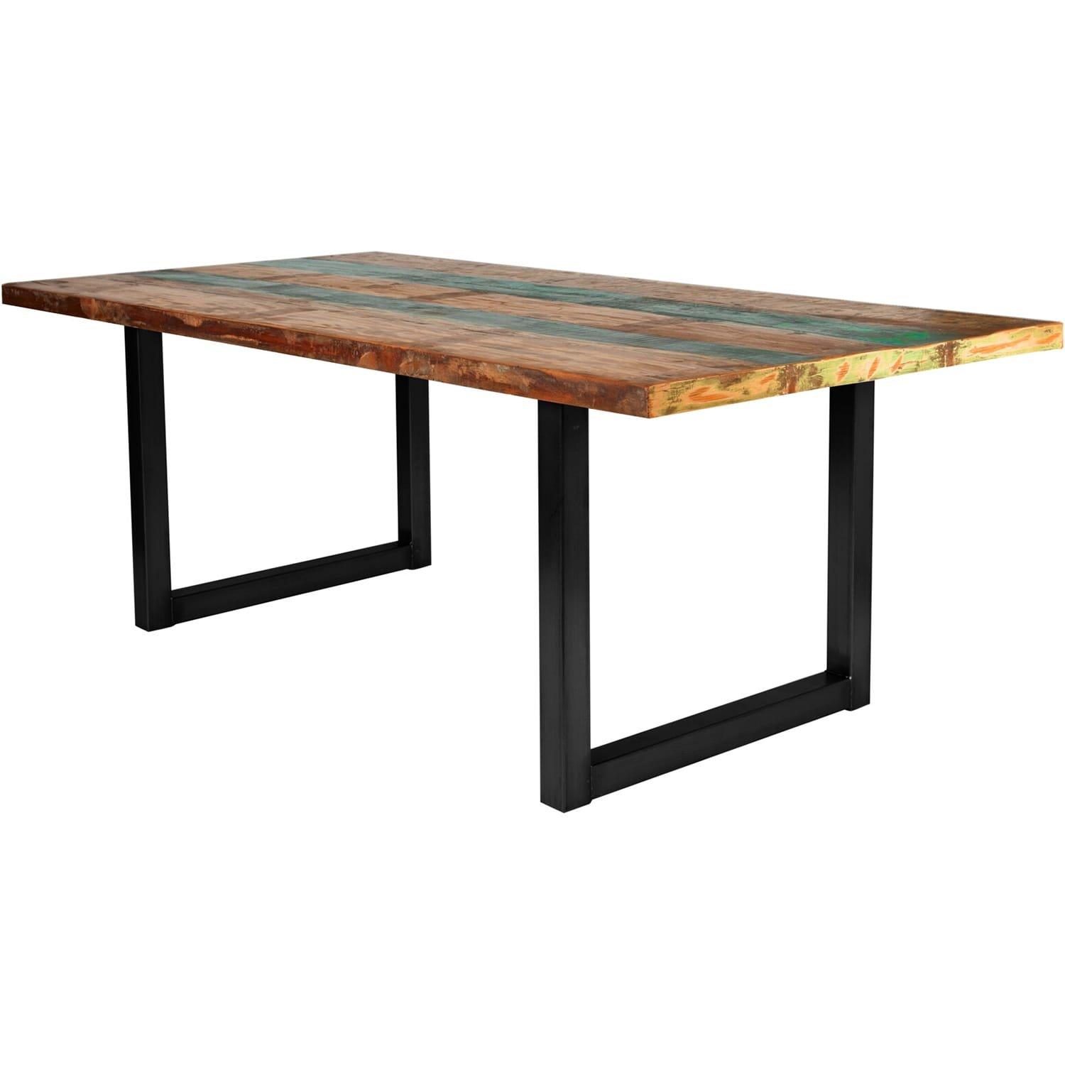 mutoni Massivholztisch 200x100 - Altholz lackiert bunt - Metall