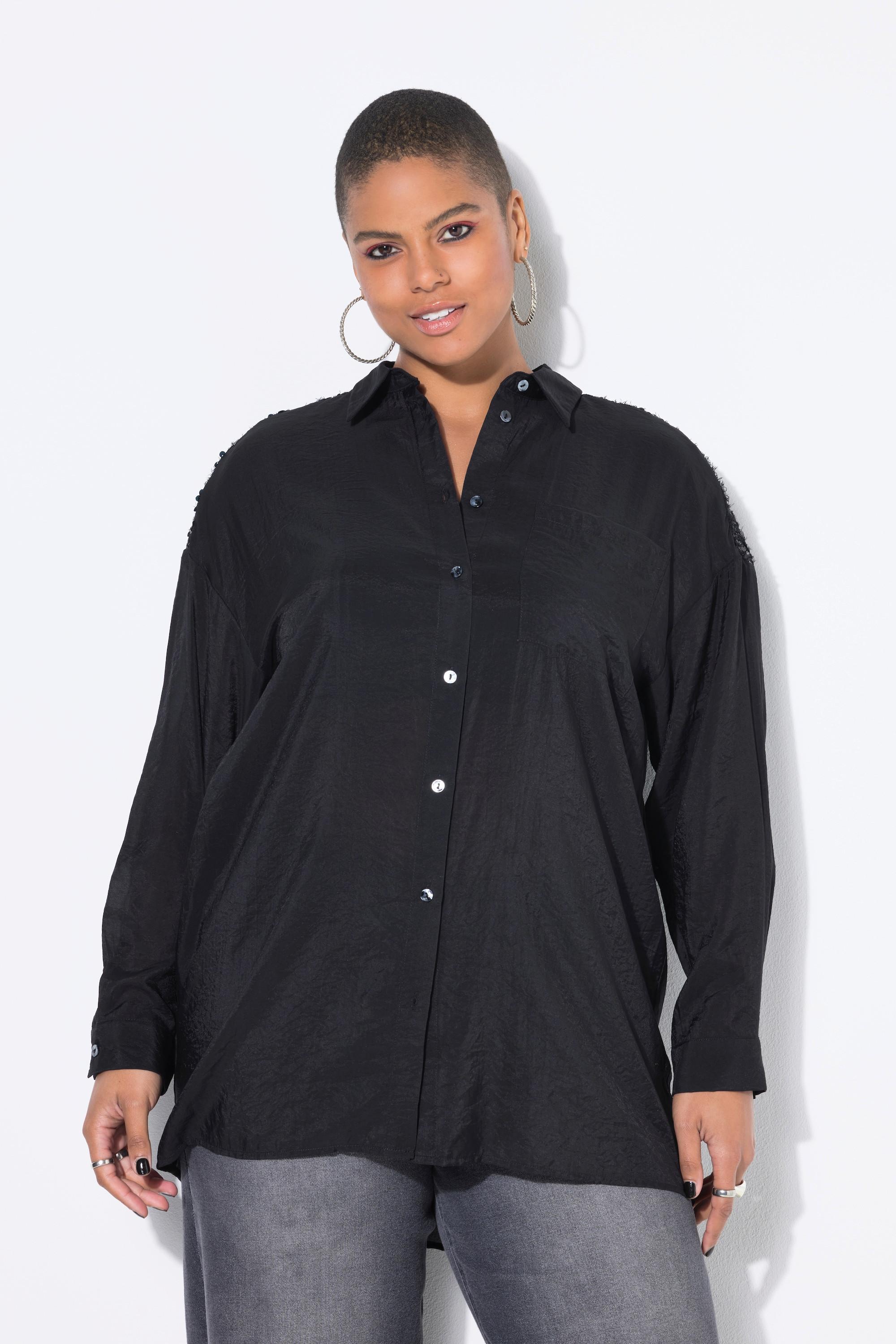 Studio Untold Bluse, oversized, Fransen und Pailletten auf den Schultern