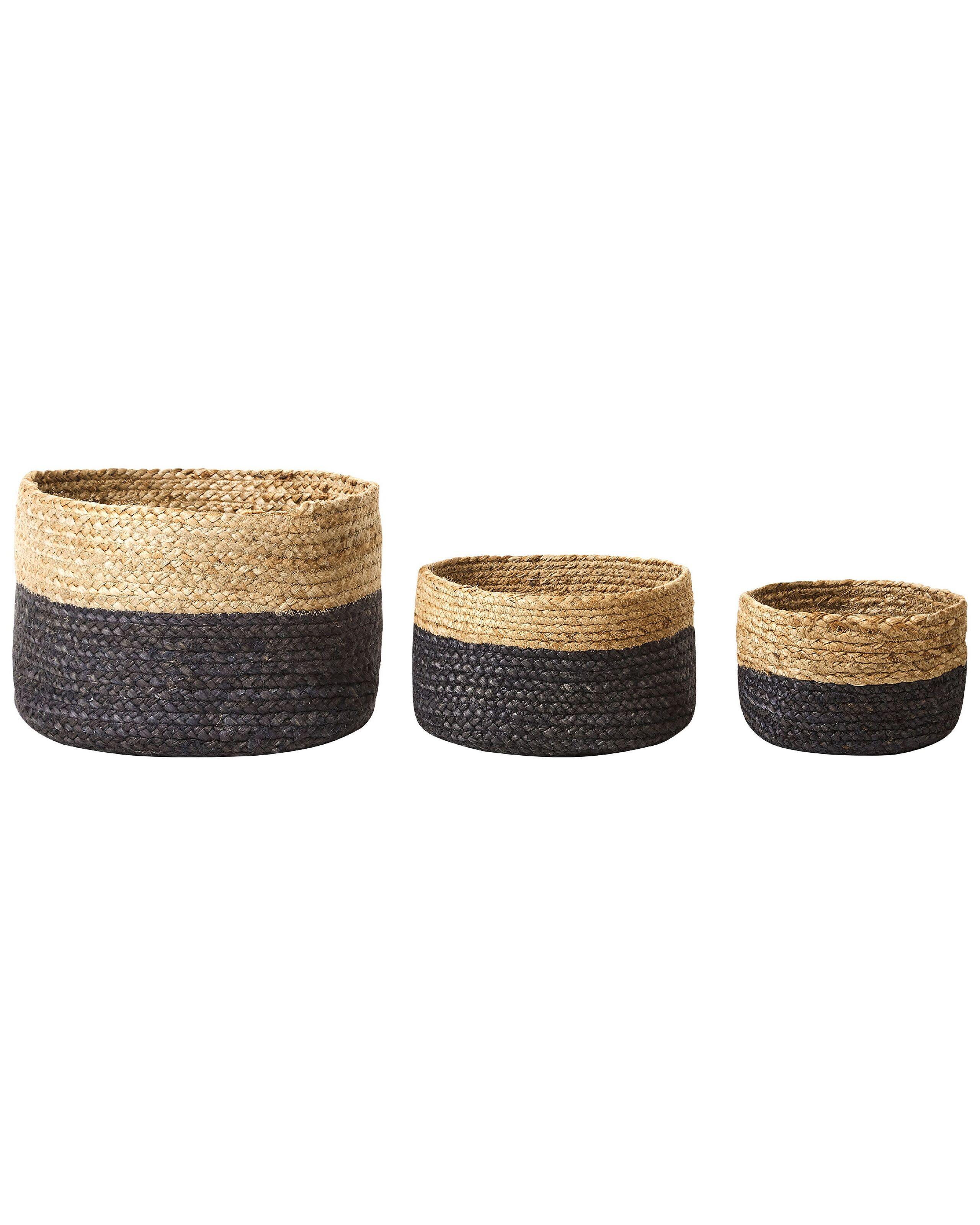 Beliani Aufbewahrungskorb 3er Set aus Jute Boho JABAR