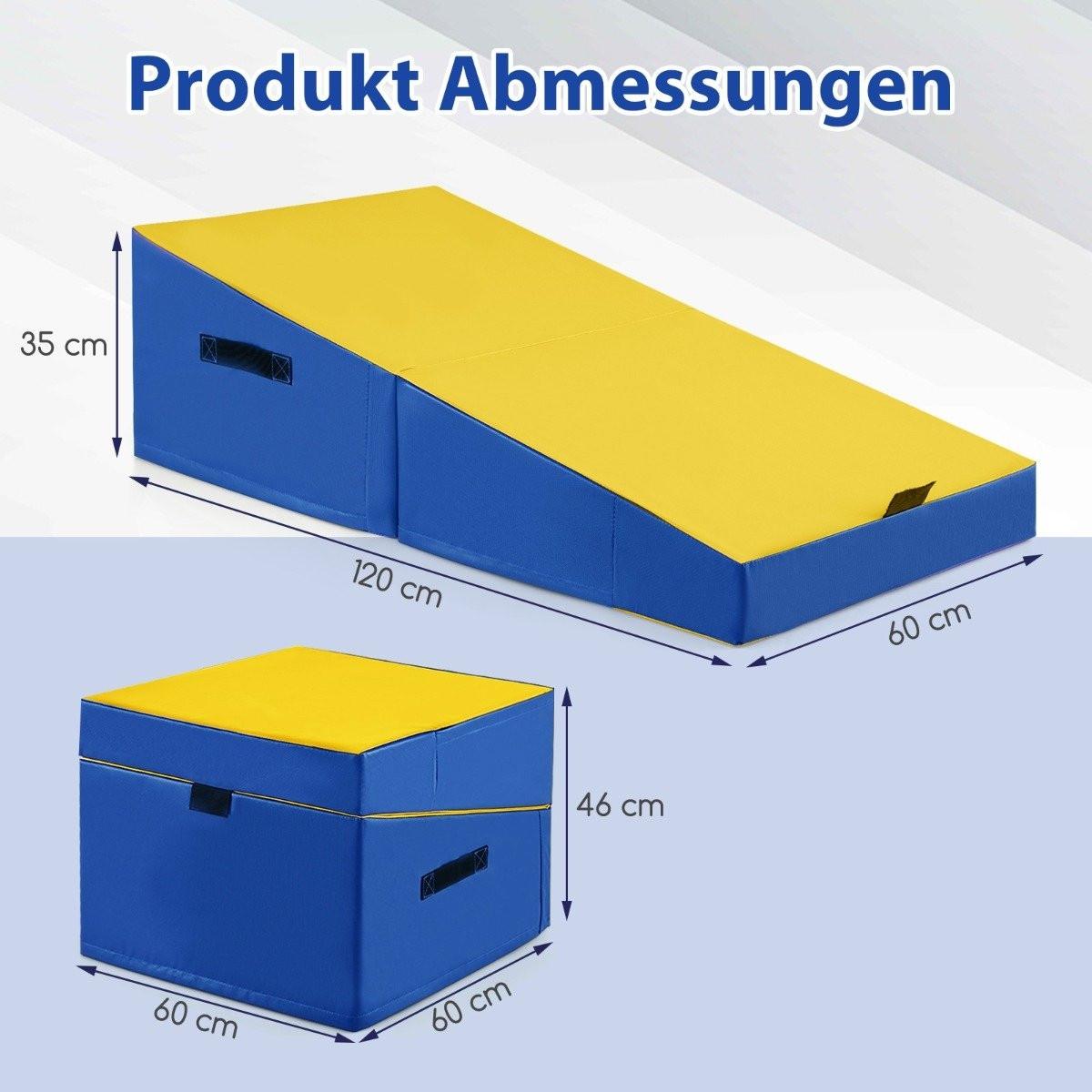 B2X 2 in 1 Turnmatte mit Tragegriff Schräge Gymnastikmatte Keilförmige Weichbodenmatte Gelb