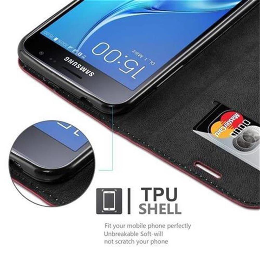 Cadorabo Hülle für Samsung Galaxy J3 2016 Magnetverschluss, Kartenfach
