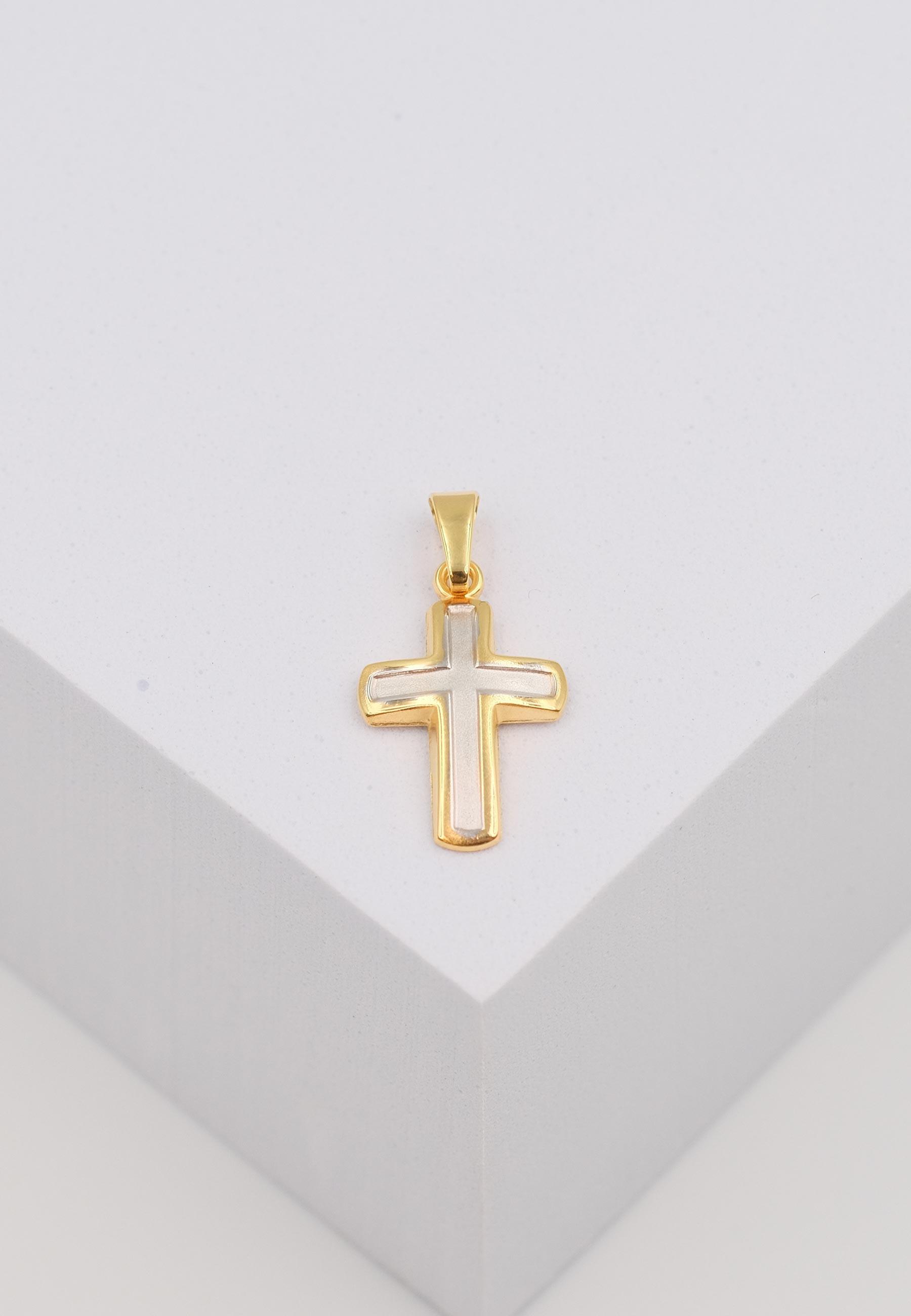 MUAU Schmuck Anhänger Kreuz Gelbgold 750, 21x11mm