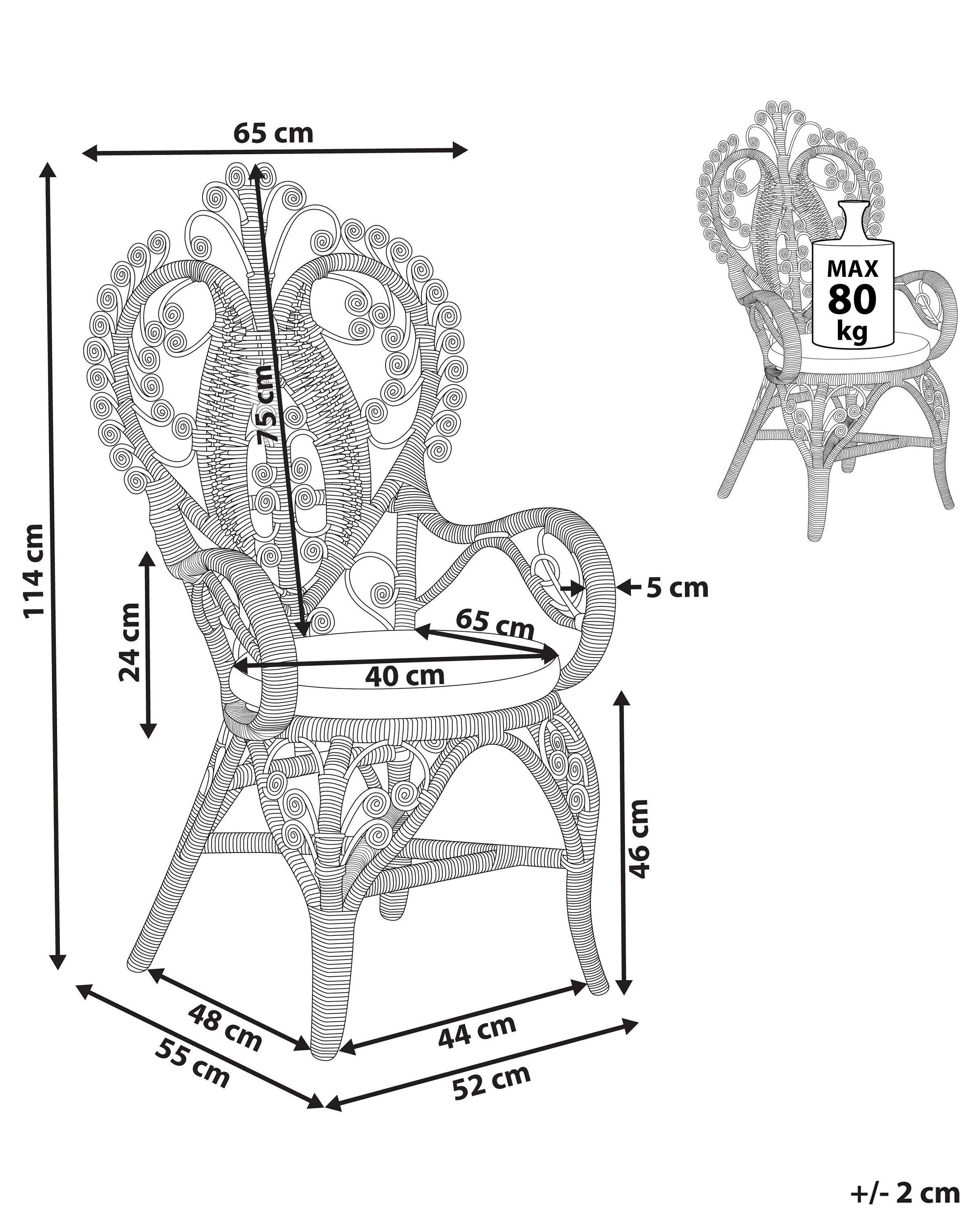 Beliani Pfauenstuhl aus Rattan Boho CARRARA