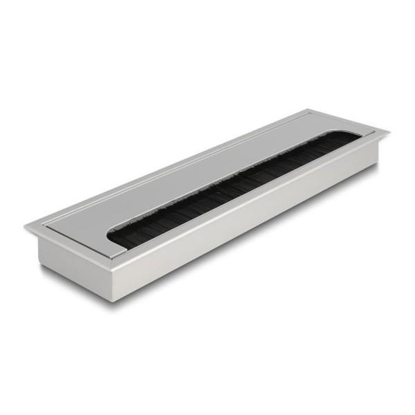 DeLock Kabeldurchführung für Tischeinbau mit Bürste 280 x 80 x 28 mm silber