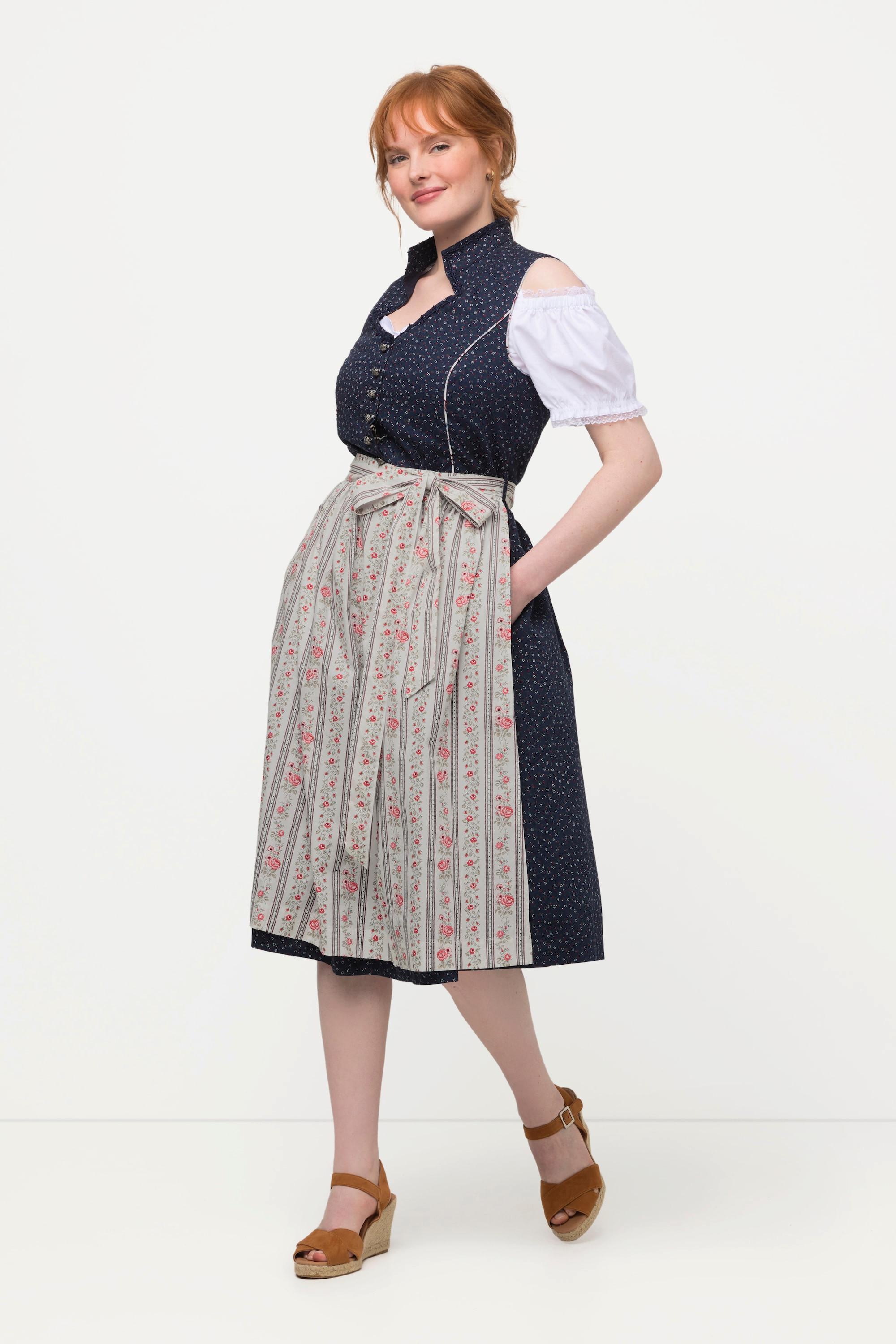 Ulla Popken Dirndl Herzausschnitt Schmuckknöpfe Ärmellos