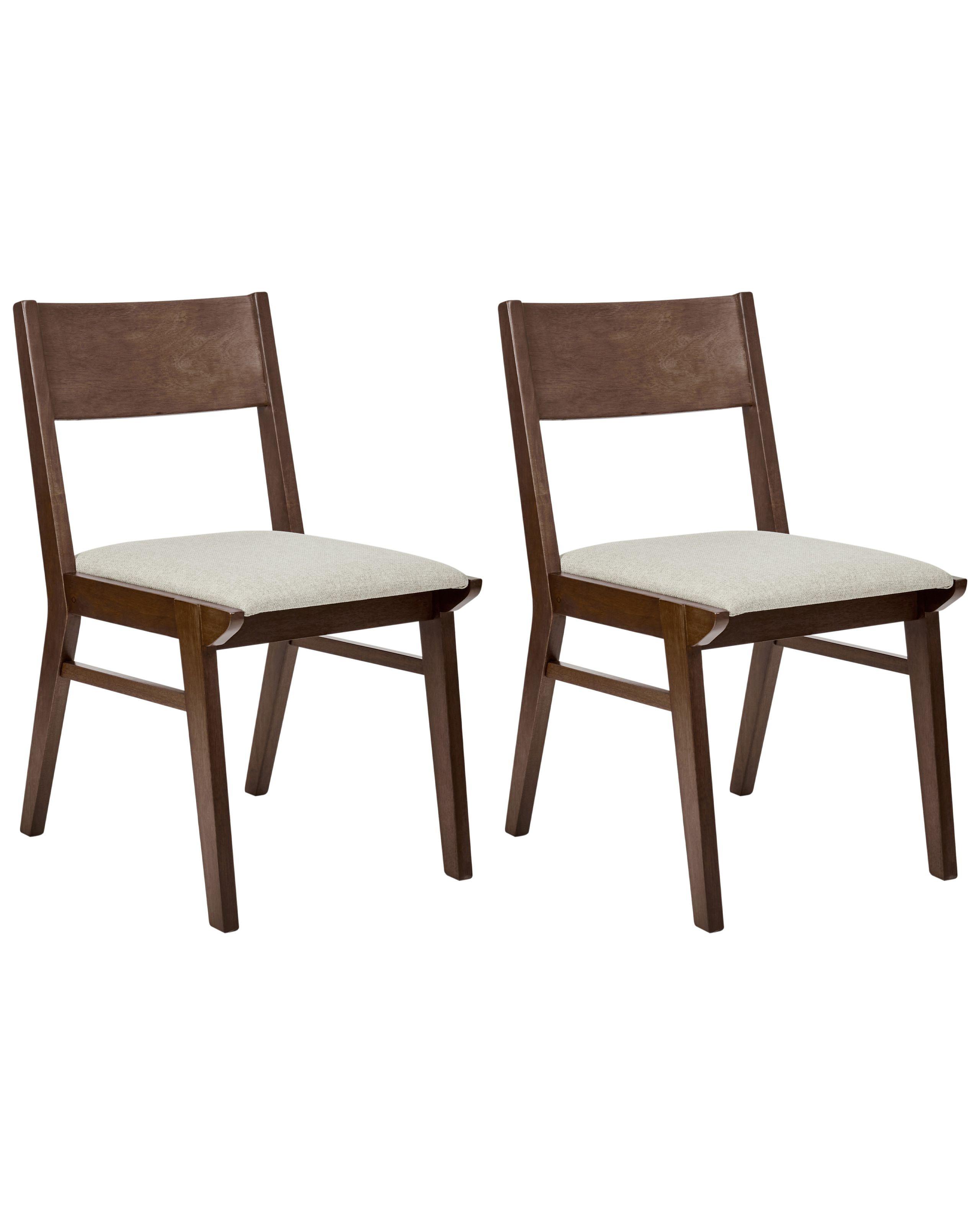 Beliani Esszimmerstuhl 2er Set aus Gummibaumholz Retro ENOLA