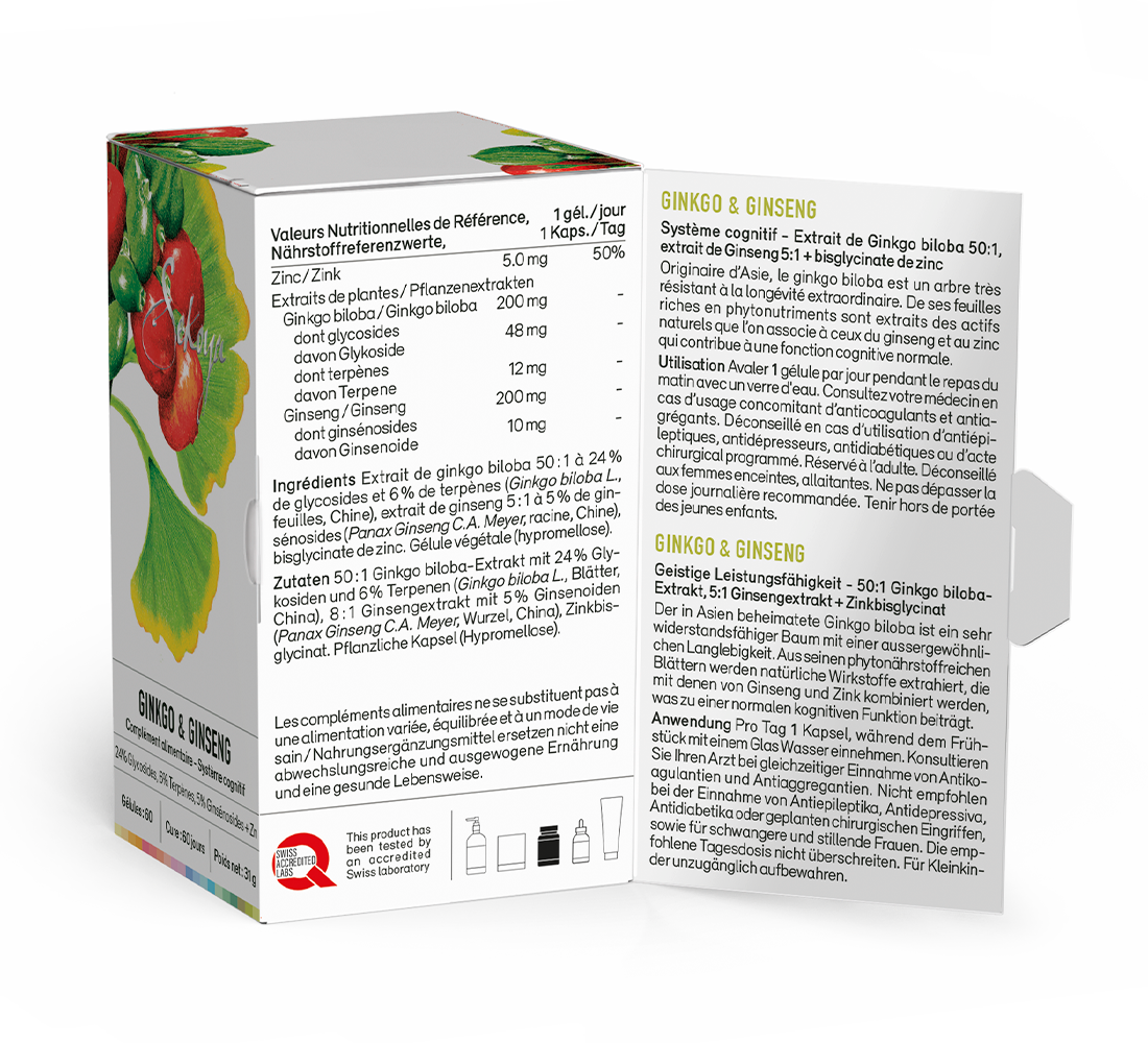 Sekoya Swiss Ginkgo & Ginseng | Für das Gedächtnis