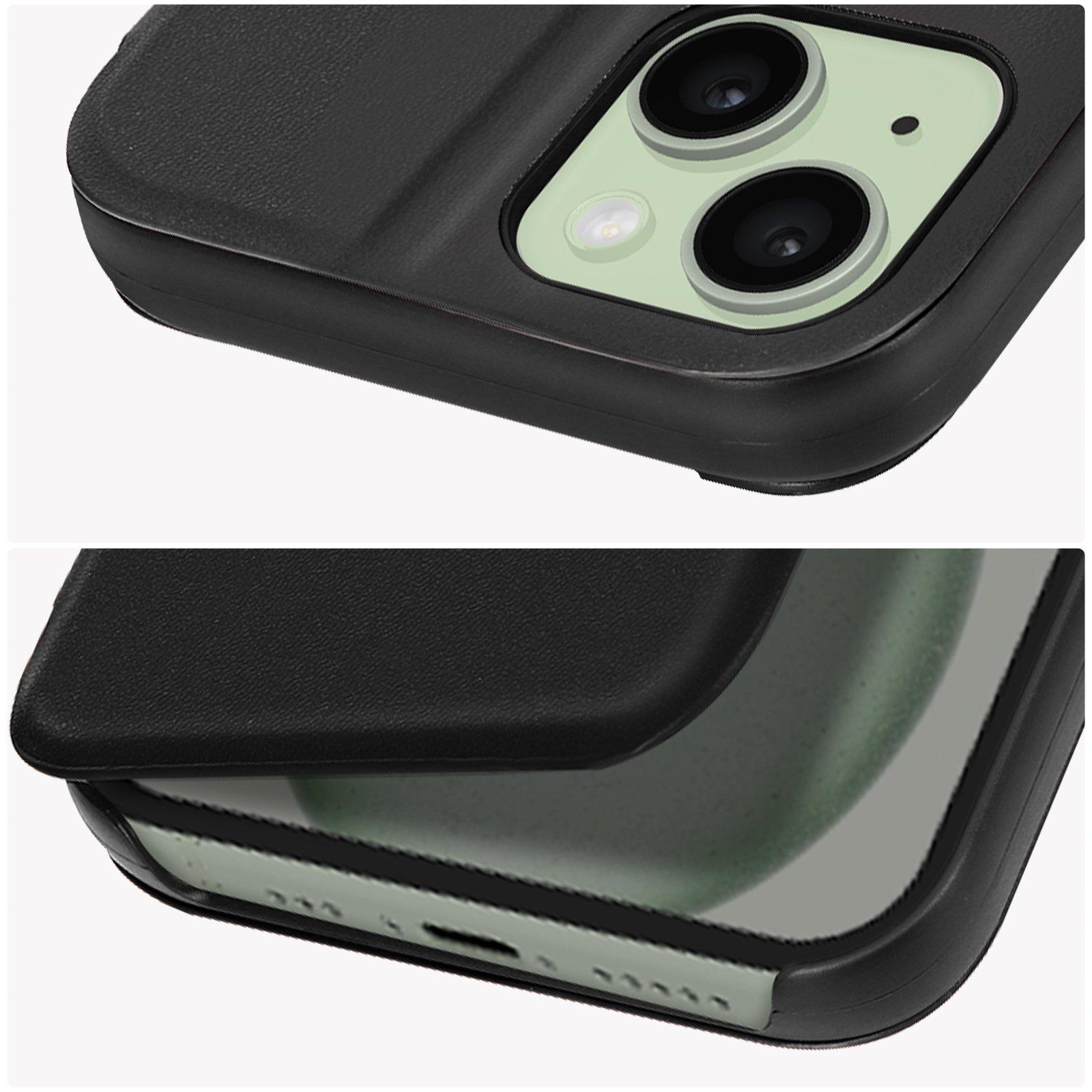 Avizar Kunstlederetui iPhone 15 Plus Schwarz