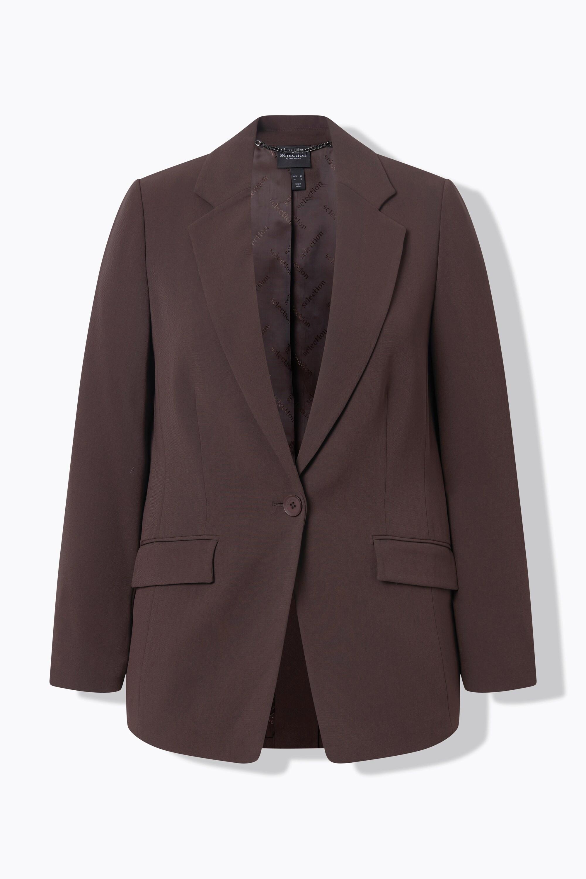 Ulla Popken Blazer, Acetat, Reverskragen, Knopfverschluss