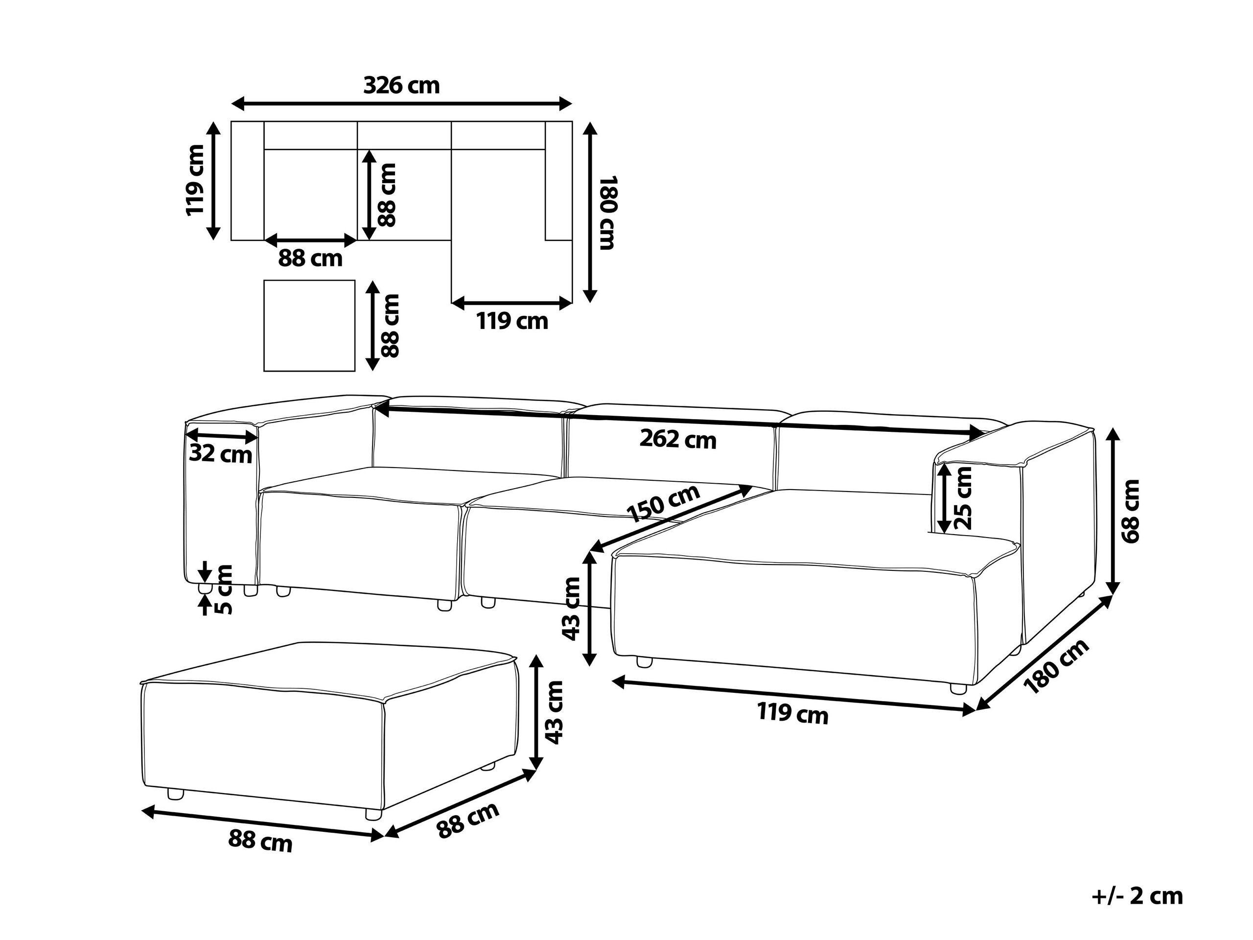 Beliani Sofa mit Ottomane aus Bouclé Modern APRICA