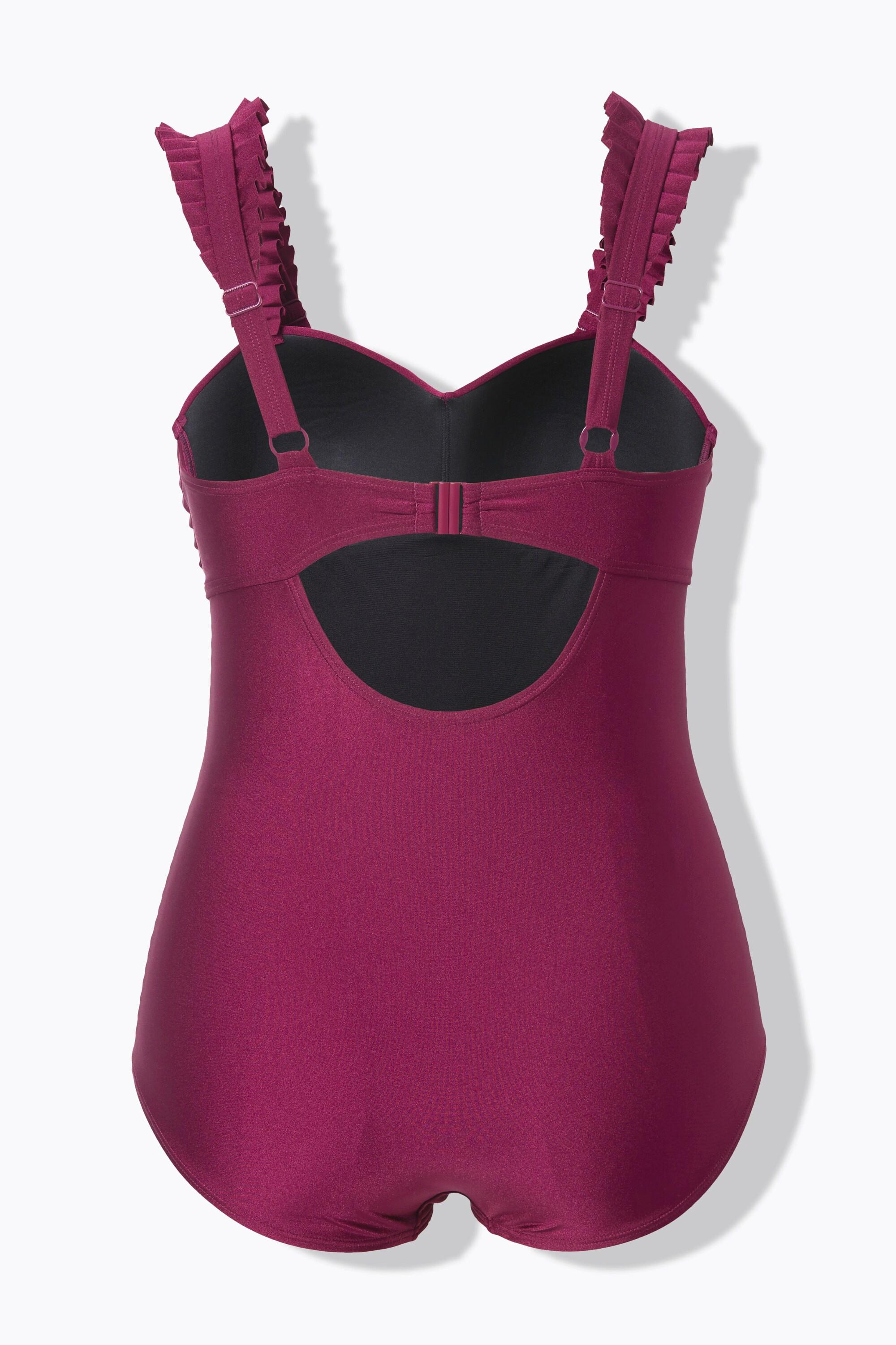 Ulla Popken Badeanzug, Falten, Softcups, Träger verstellbar