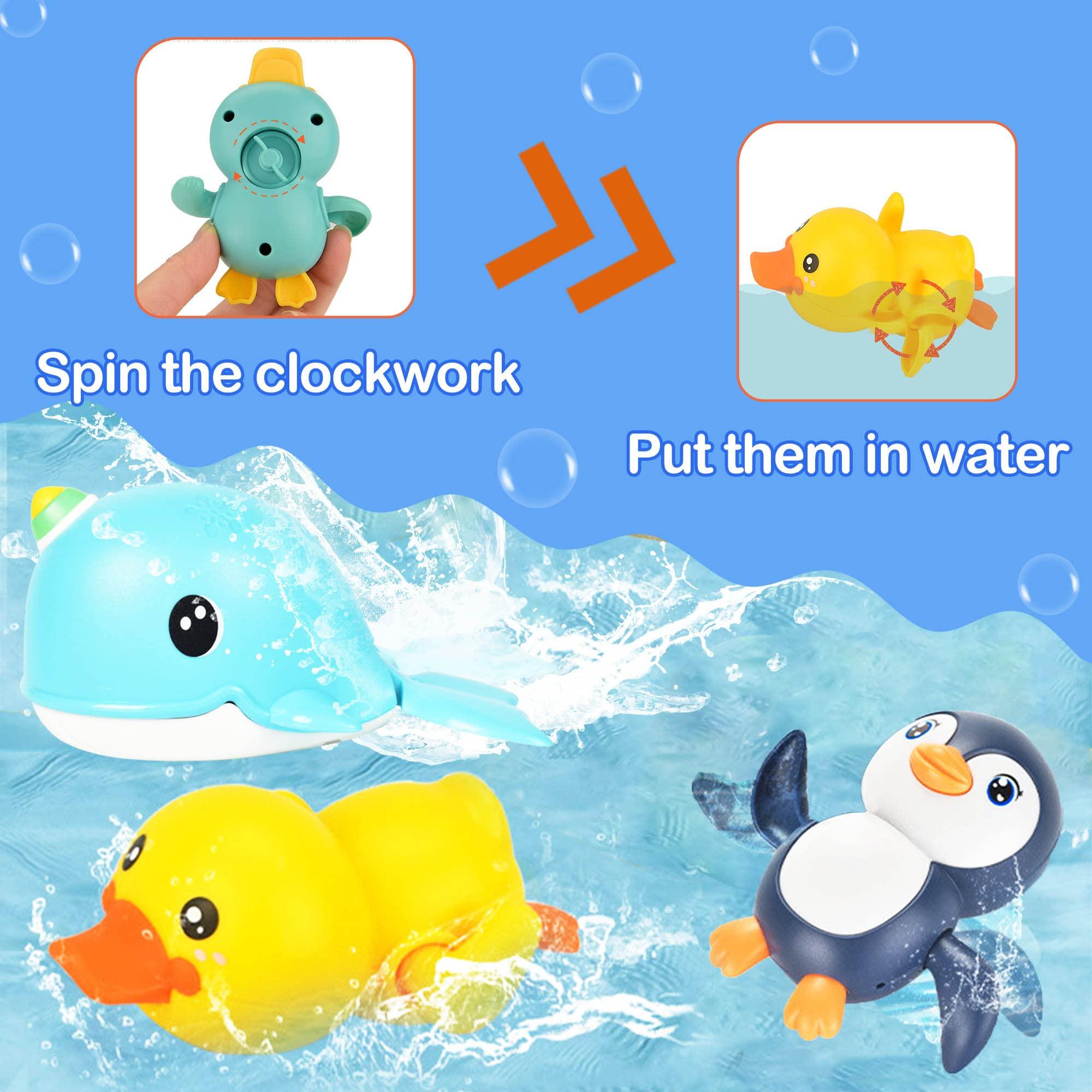 Activity-board Baby Badespielzeug Wasserspielzeug, 16Pcs Kinder Badespielzeug mit Fischernetz, Badespielzeug Baby Kinder Spielzeug Baby Bad Pinguin, Schwan, Ente, Wal