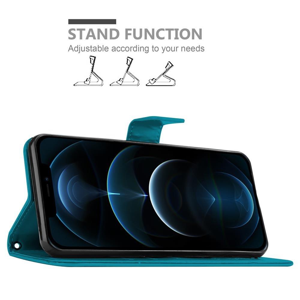 Cadorabo Hülle für Apple iPhone 12 12 PRO Blumen Design Magnetverschluss