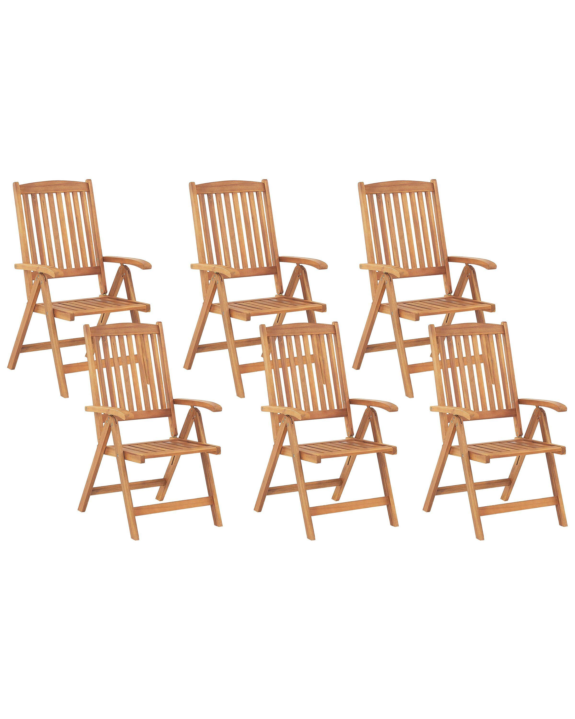 Beliani Gartenstuhl 6er Set aus Akazienholz Klassisch JAVA