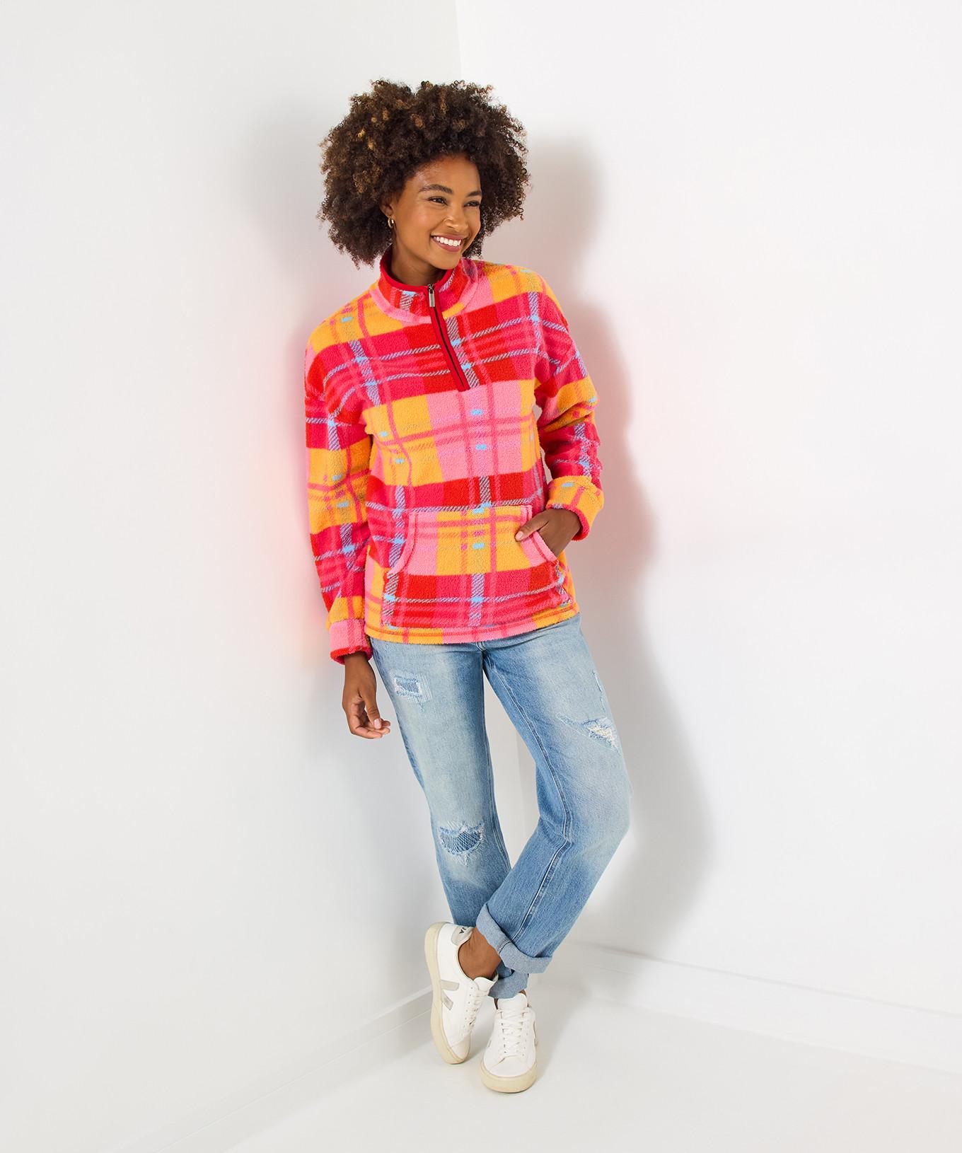 Joe Browns Fleece mit Karomuster und halbem Reißverschluss