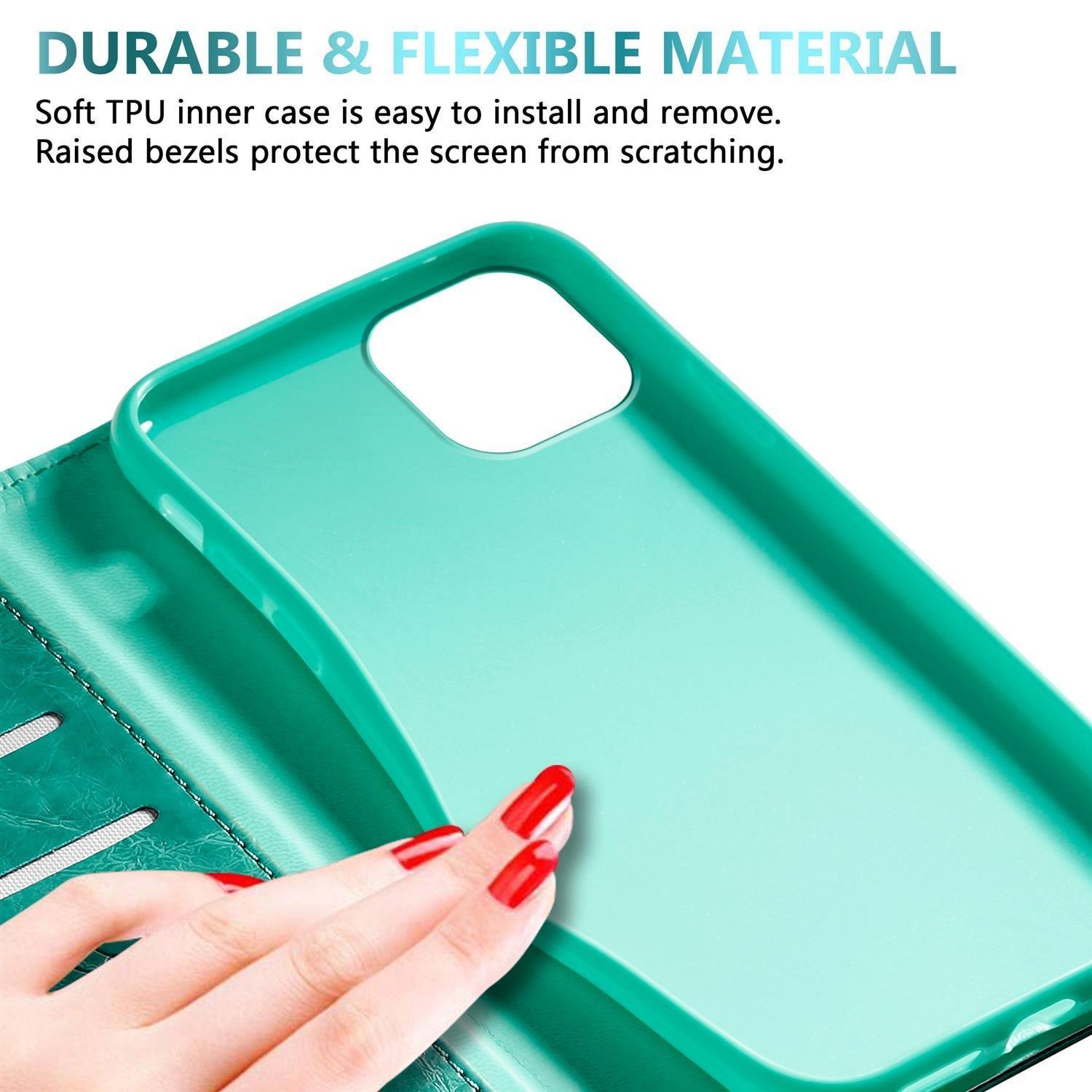 Cadorabo Cadorabo Hülle kompatibel mit Apple iPhone 13 MINI mit Ornamenten - Schutzhülle mit Magnetverschluss, Standfunktion und Kartenfach