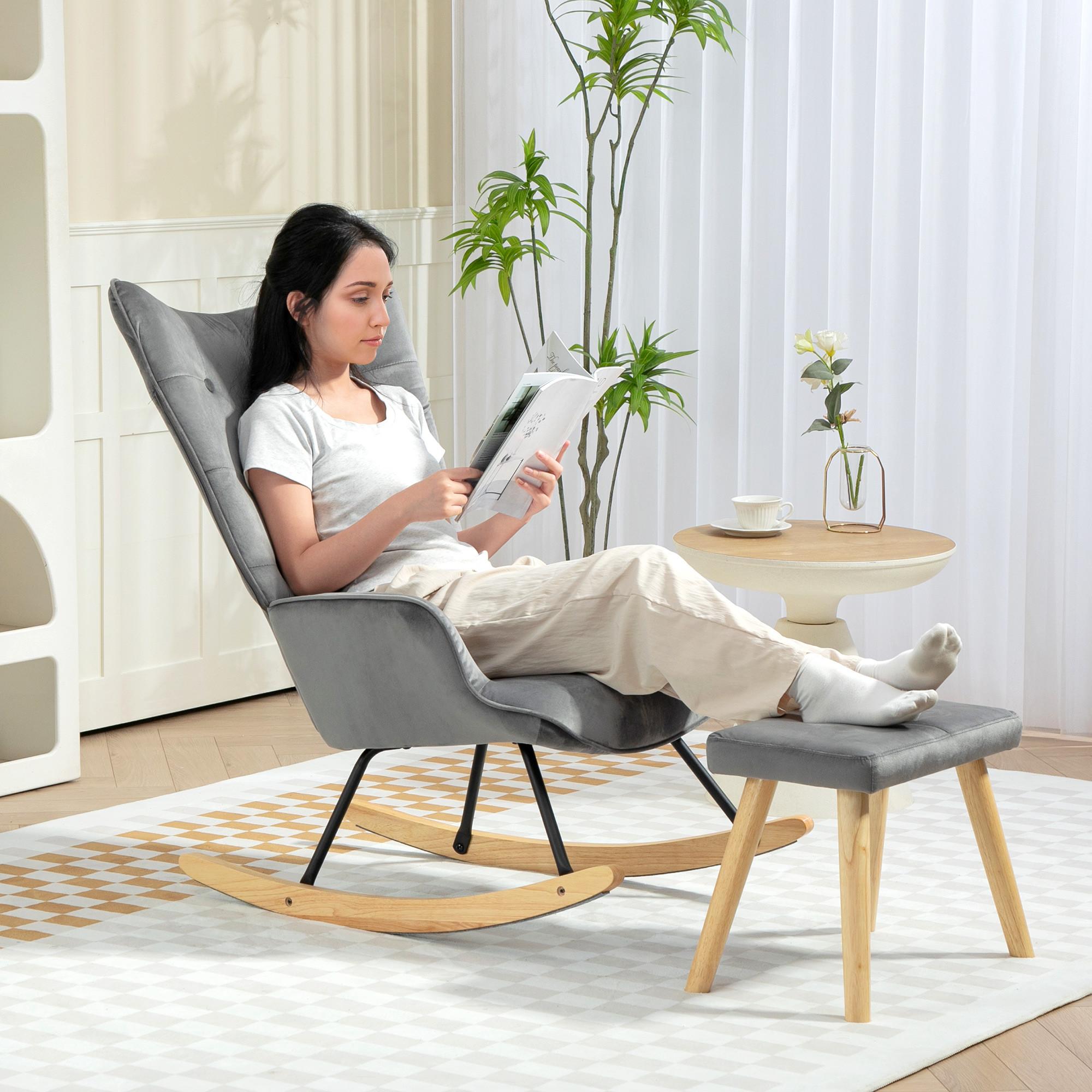 HOMCOM Schaukelsessel mit Hocker