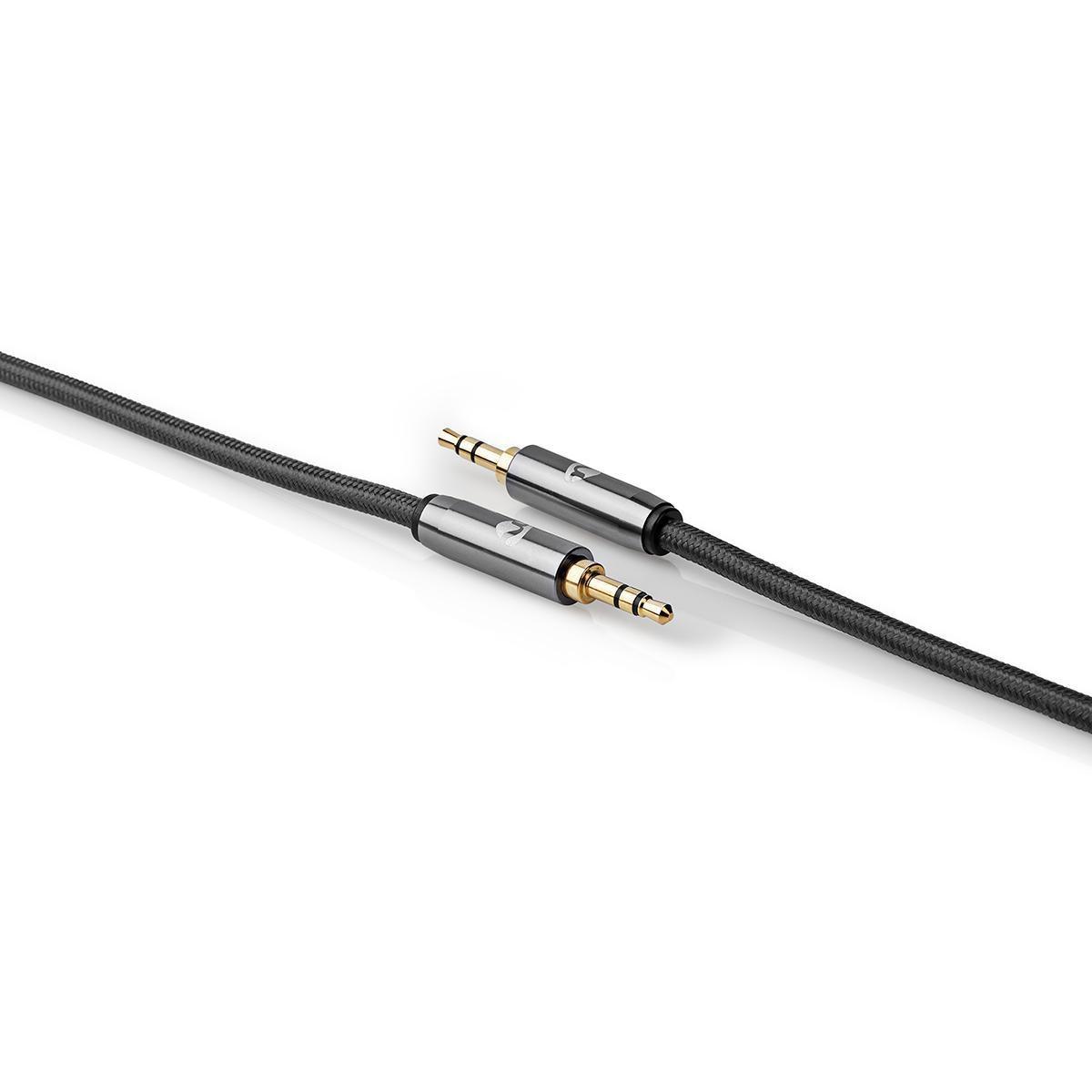 Nedis Stereo-Audiokabel | 3,5 mm Stecker | 3,5 mm Stecker | Vergoldet | 1,00 m | Rund | Anthrazit / Grau mit Metall | Karton mit Sichtfenster