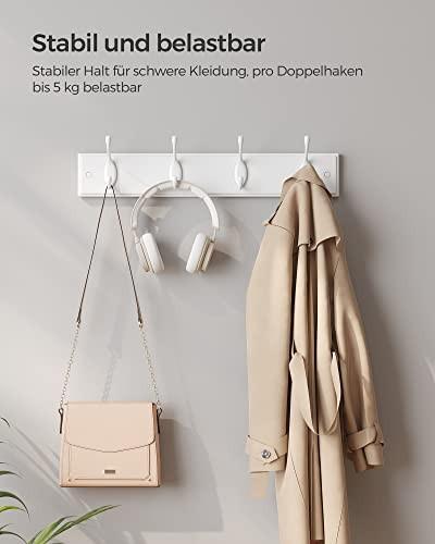 Pricenet Wandgarderobe mit 4 Doppelhaken, einfache Installation