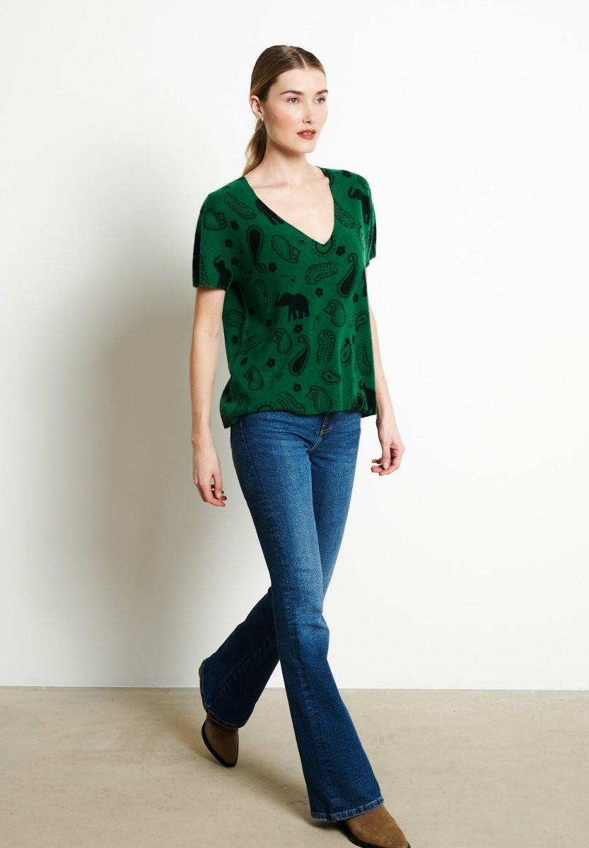 Studio Cashmere8 RIA 6 V-Ausschnitt Elefantenprint T-Shirt