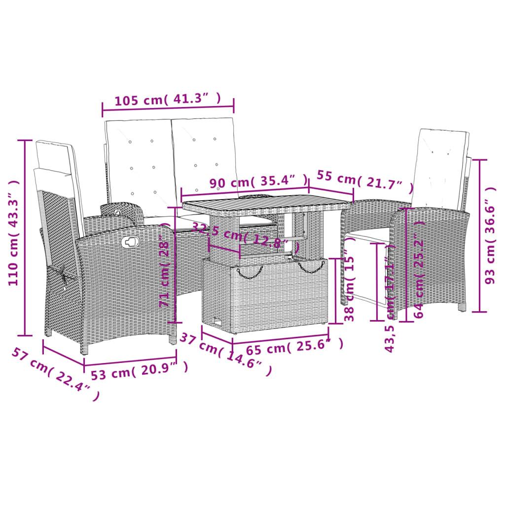 VidaXL Garten essgruppe poly-rattan