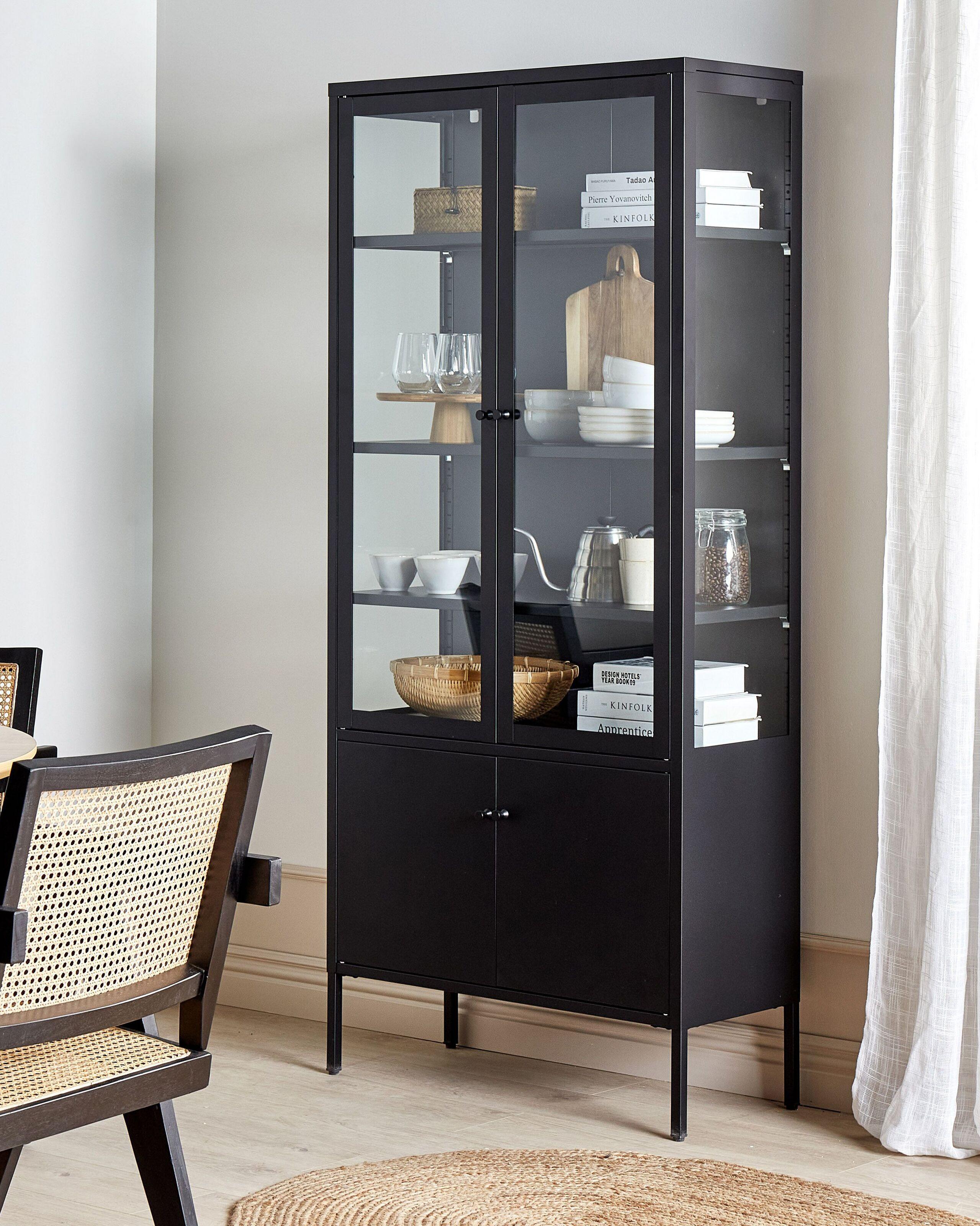 Beliani Vitrine mit Glastüren aus Stahl Modern OXTED