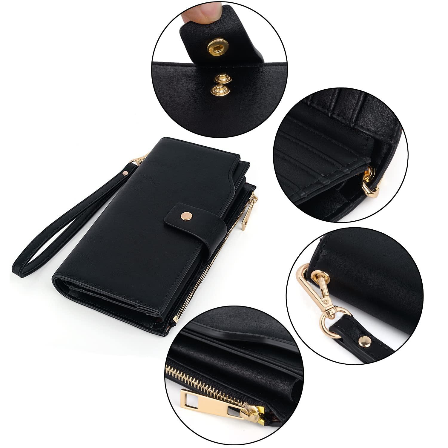 Only-bags.store Brieftasche RFID-Blockierung Große Kapazität Vegan Leder Clutch Wallet 21 Card Slots Holder Organizer