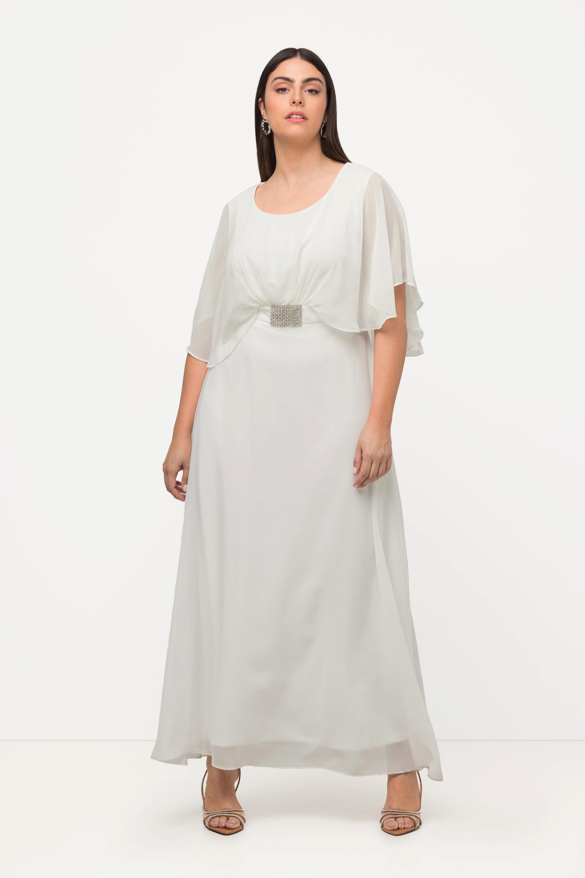 Ulla Popken Brautkleid Drapierung V-Ausschnitt Halbarm-Cape