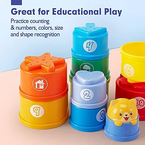 Activity-board 10 Stück stapeln Tassen Baby-Spielzeug, Regenbogen Stapeln Turm Baby-Spielzeug mit Lichtern klingt