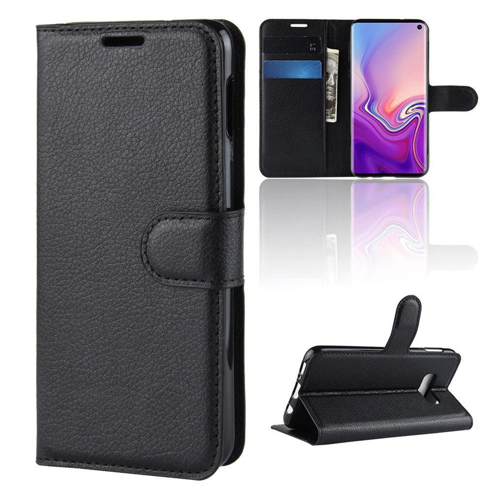 Cover-Discount Galaxy S10e - Leder Etui Hülle Mit Kartenfächern Schwarz
