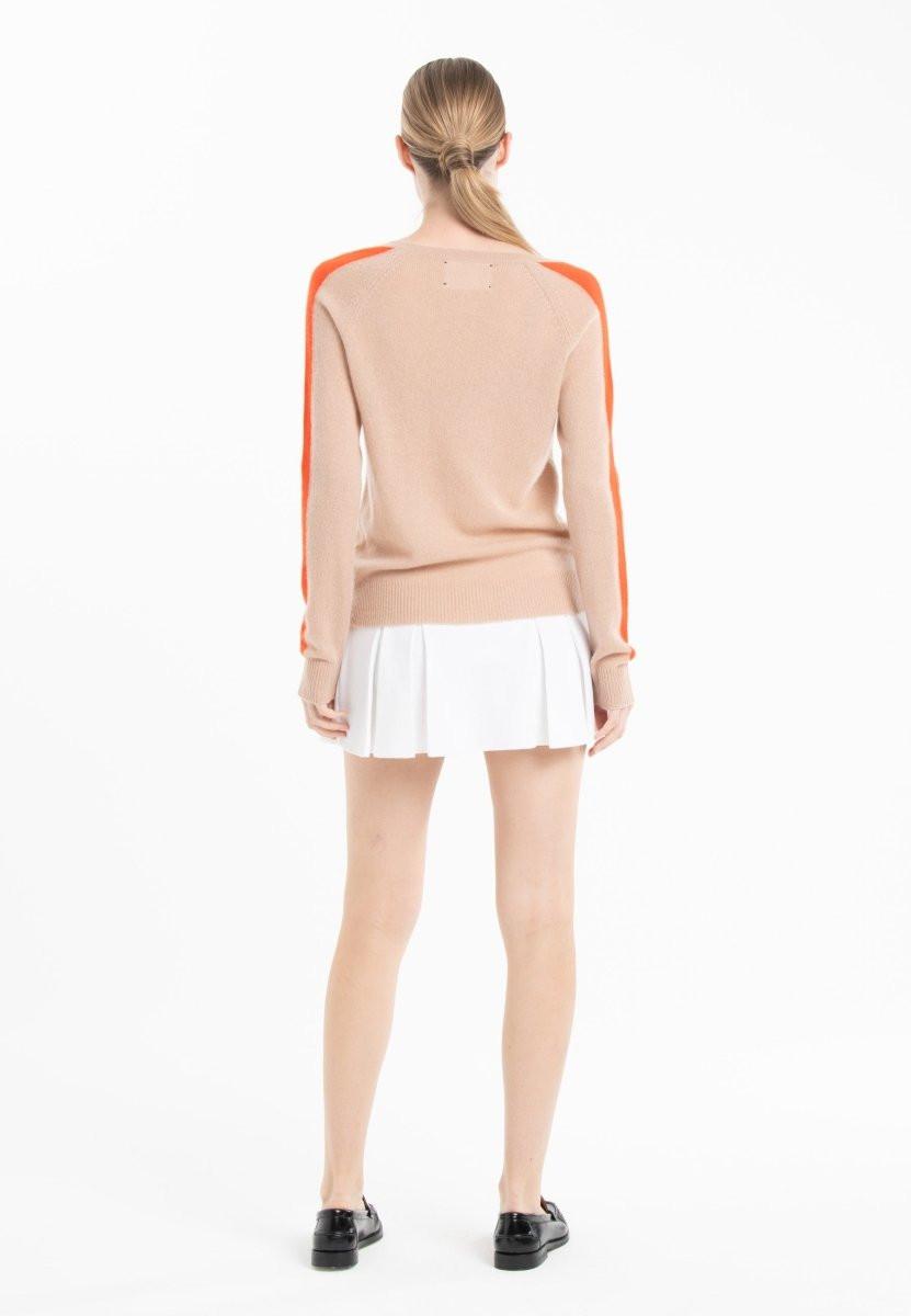 Studio Cashmere8 Pullover mit V-Ausschnitt und Streifen an den Ärmeln - 100 % Kaschmir RIA 1