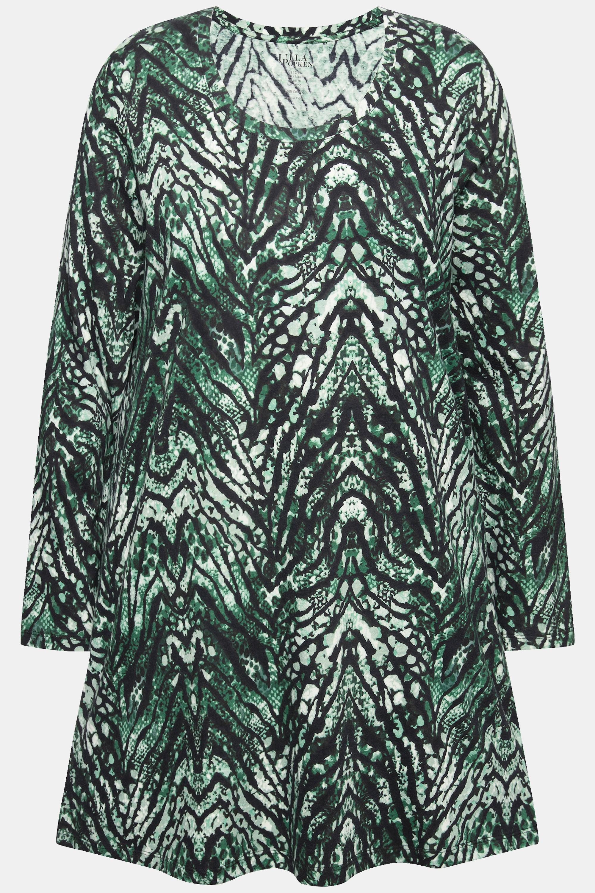 Ulla Popken Langarm A-Linie Rundhals Schlangenmuster Longshirt