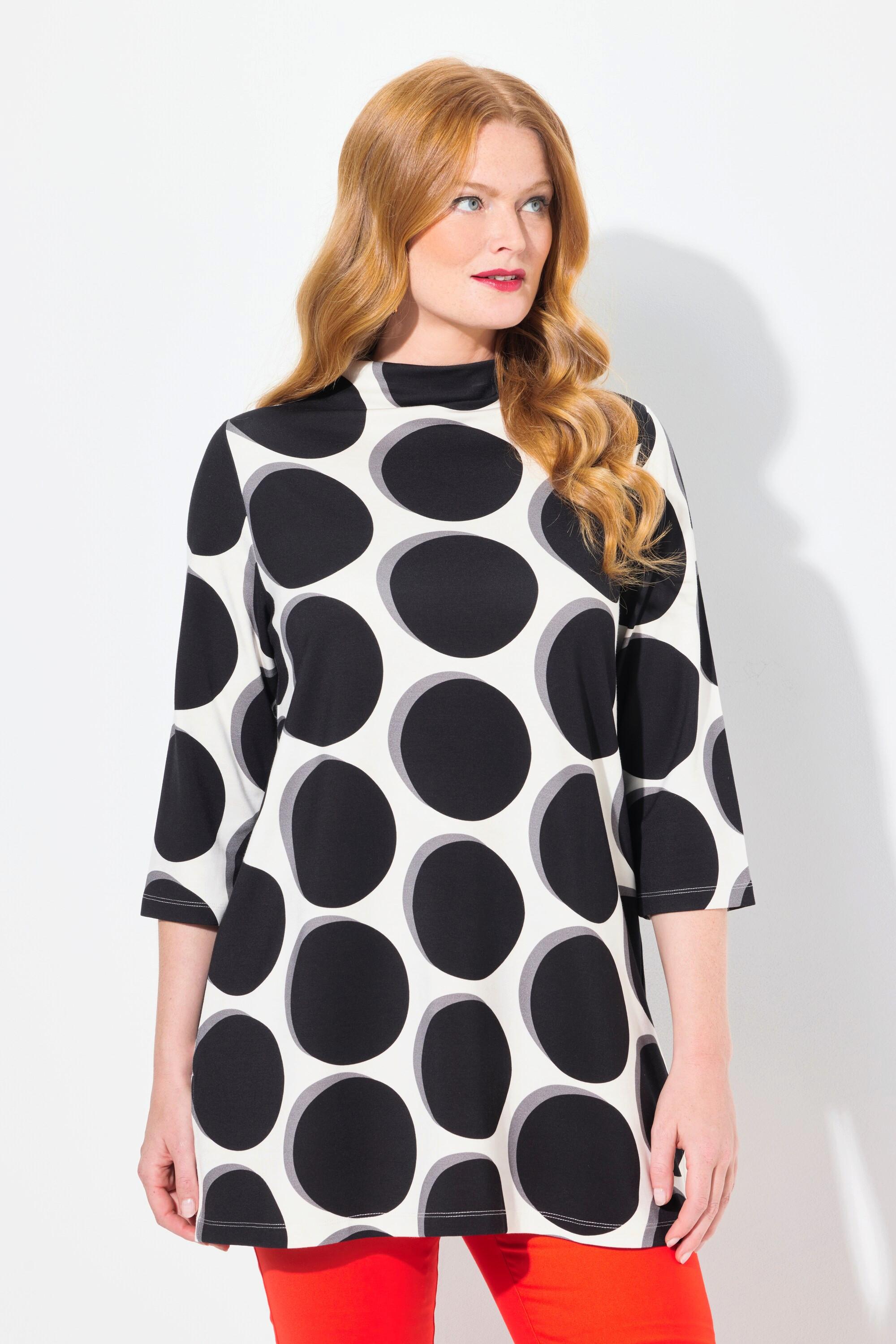 Ulla Popken Sweatshirt, Punkte, A-Linie, Stehkragen, 3/4-Arm