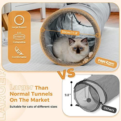Alopini Schöne faltbare Katzentunnel Katzenspielzeug mit Ball Rascheltunnel für Katzen Welphln Kaninchen