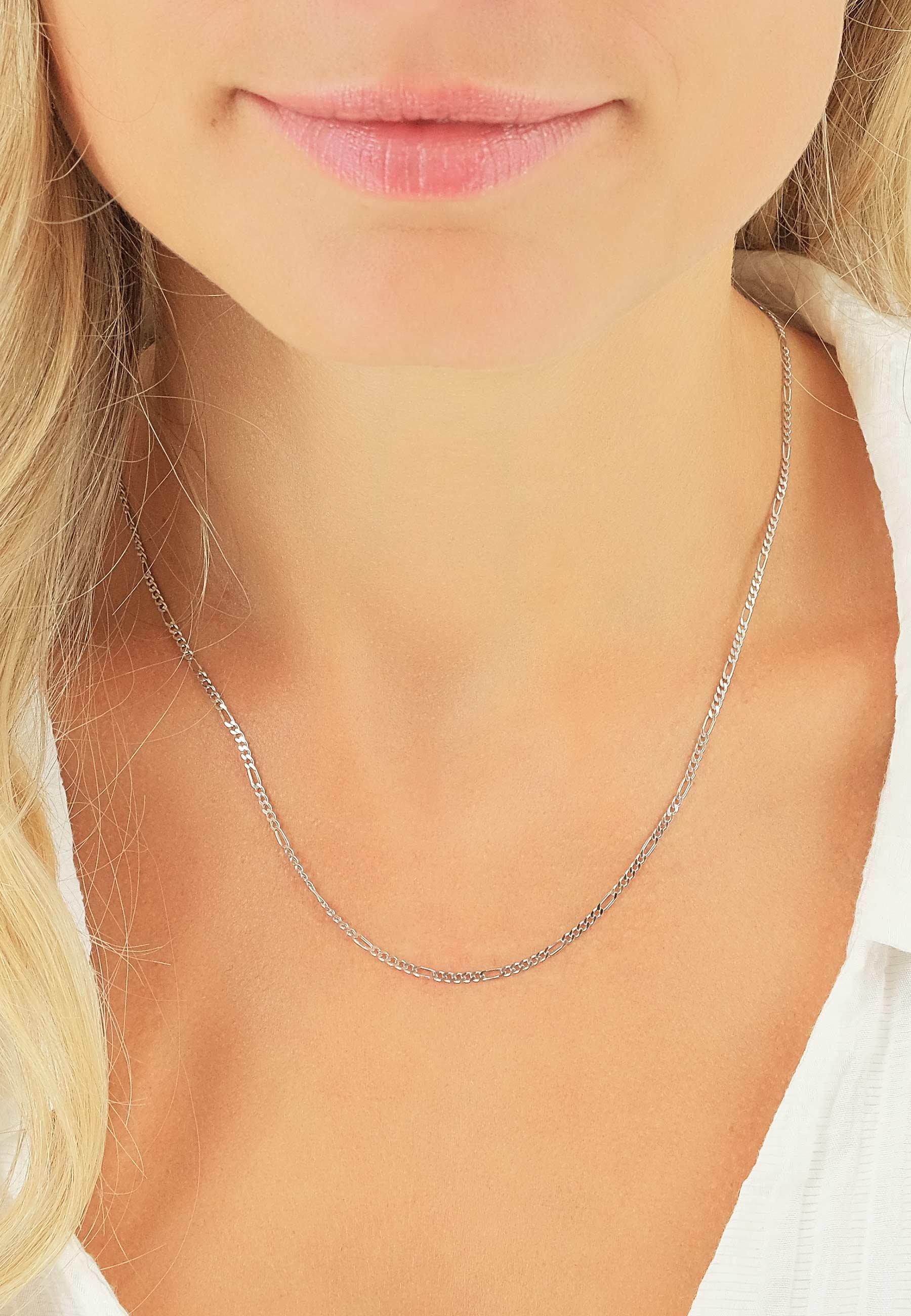 MUAU Schmuck Collier Figaro Weissgold 750, 1.8mm, 50cm