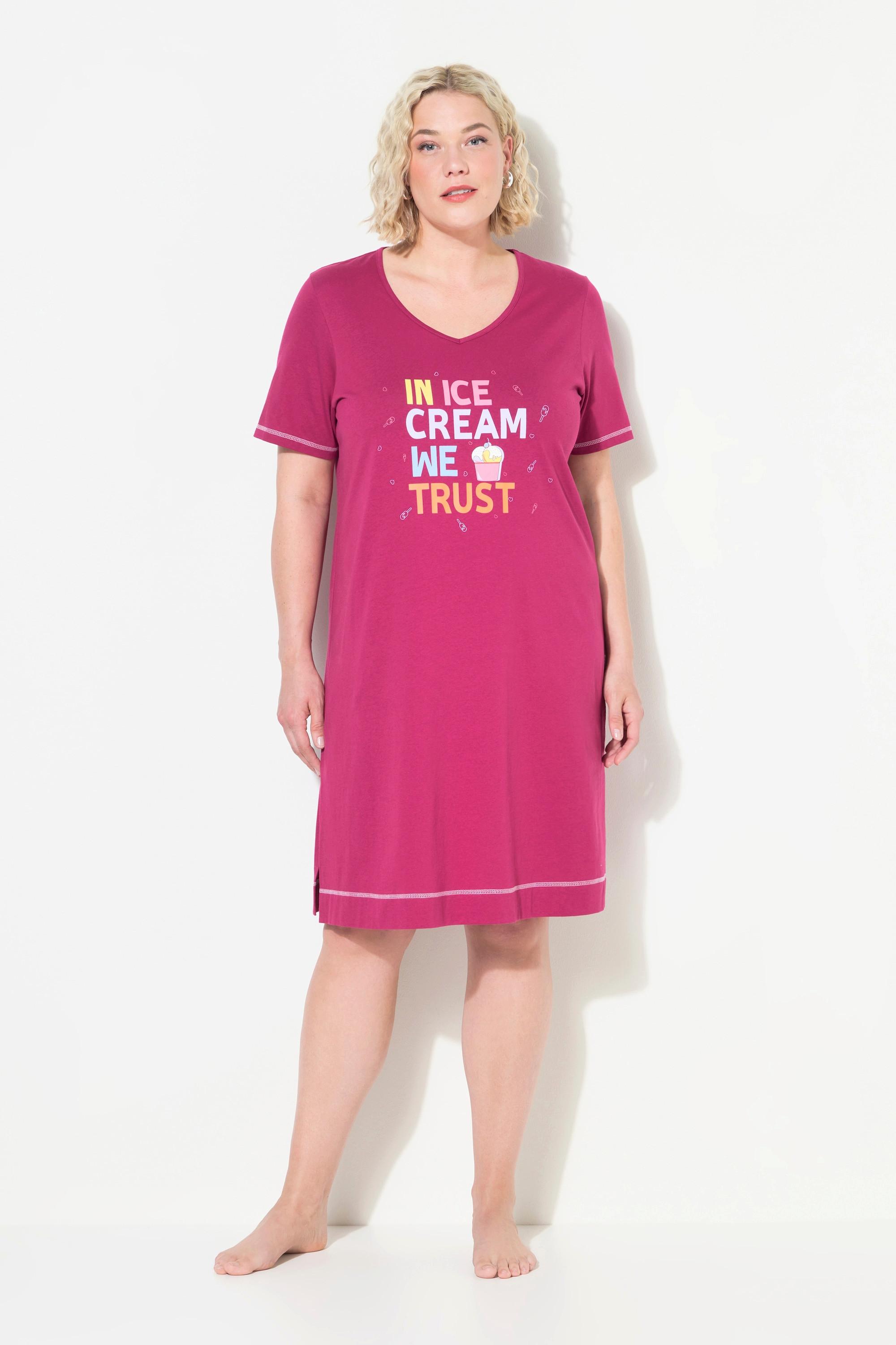 Ulla Popken Bigshirt, bedruckt, V-Ausschnitt, Halbarm
