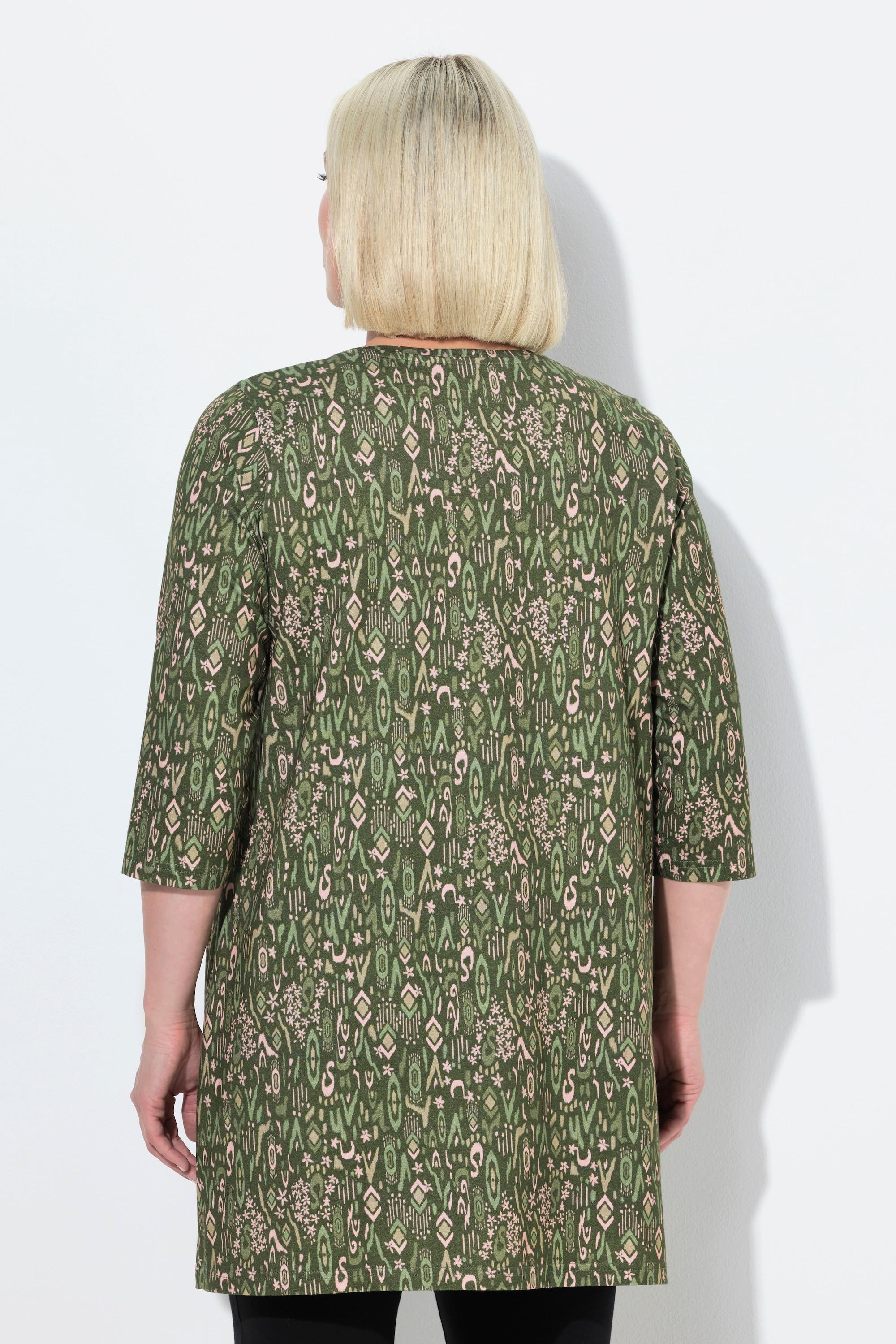 Ulla Popken A-Linie V-Ausschnitt 3/4-Arm Longshirt