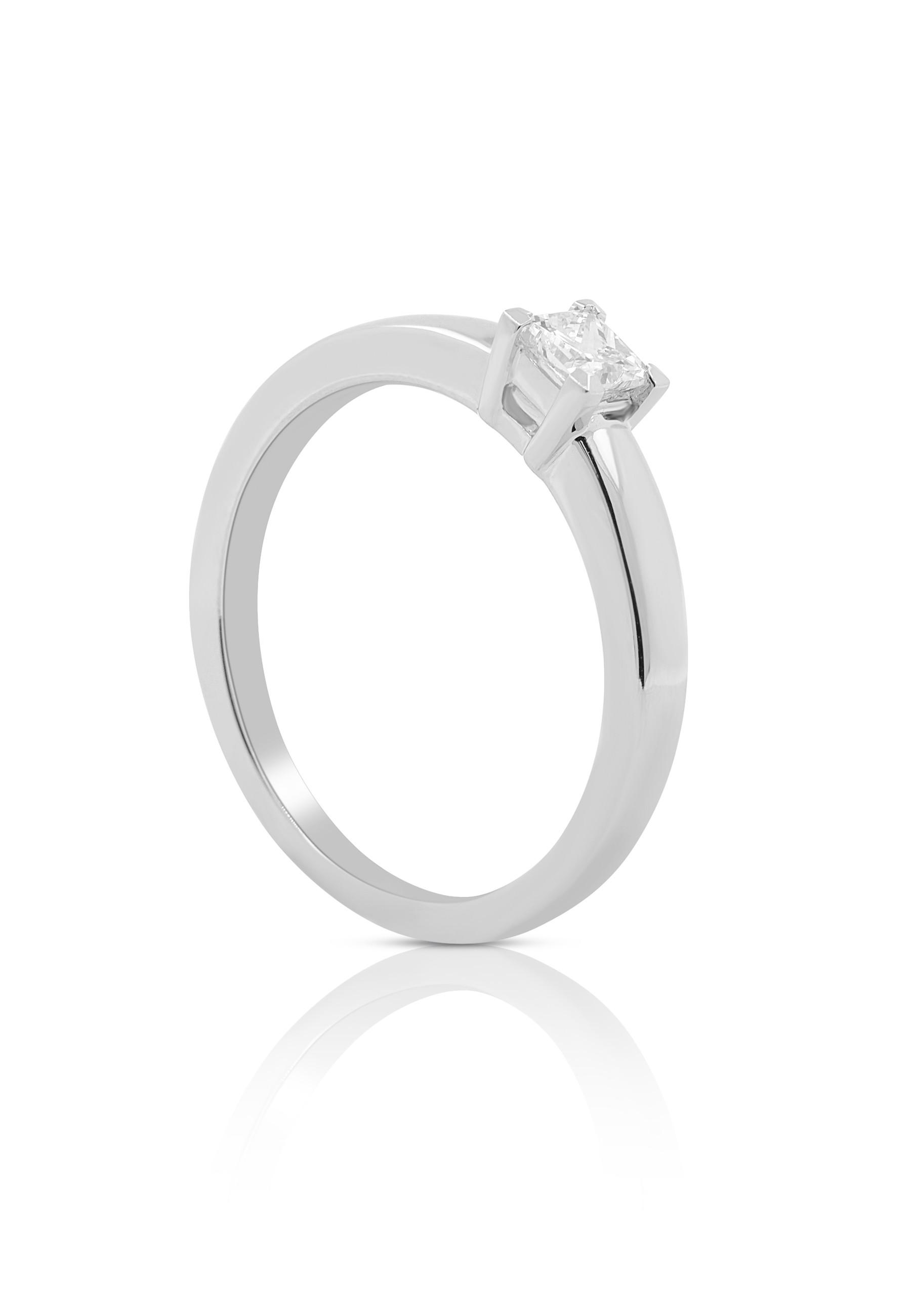 MUAU Schmuck Solitaire Ring Diamant 0.22ct. Princess Weissgold 750