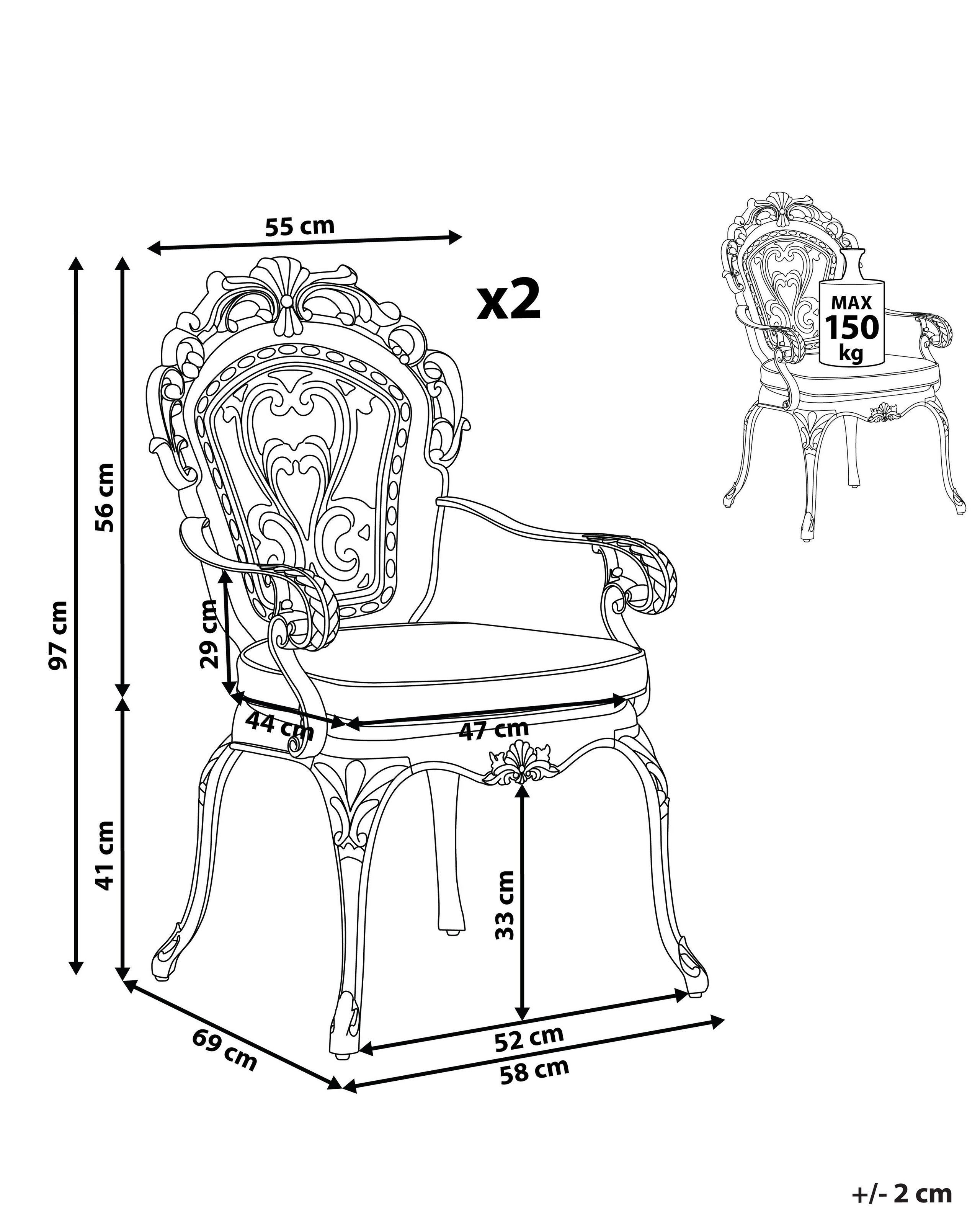 Beliani Set mit 2 Stühlen und Sitzkissen aus Aluminium Retro SAPRI