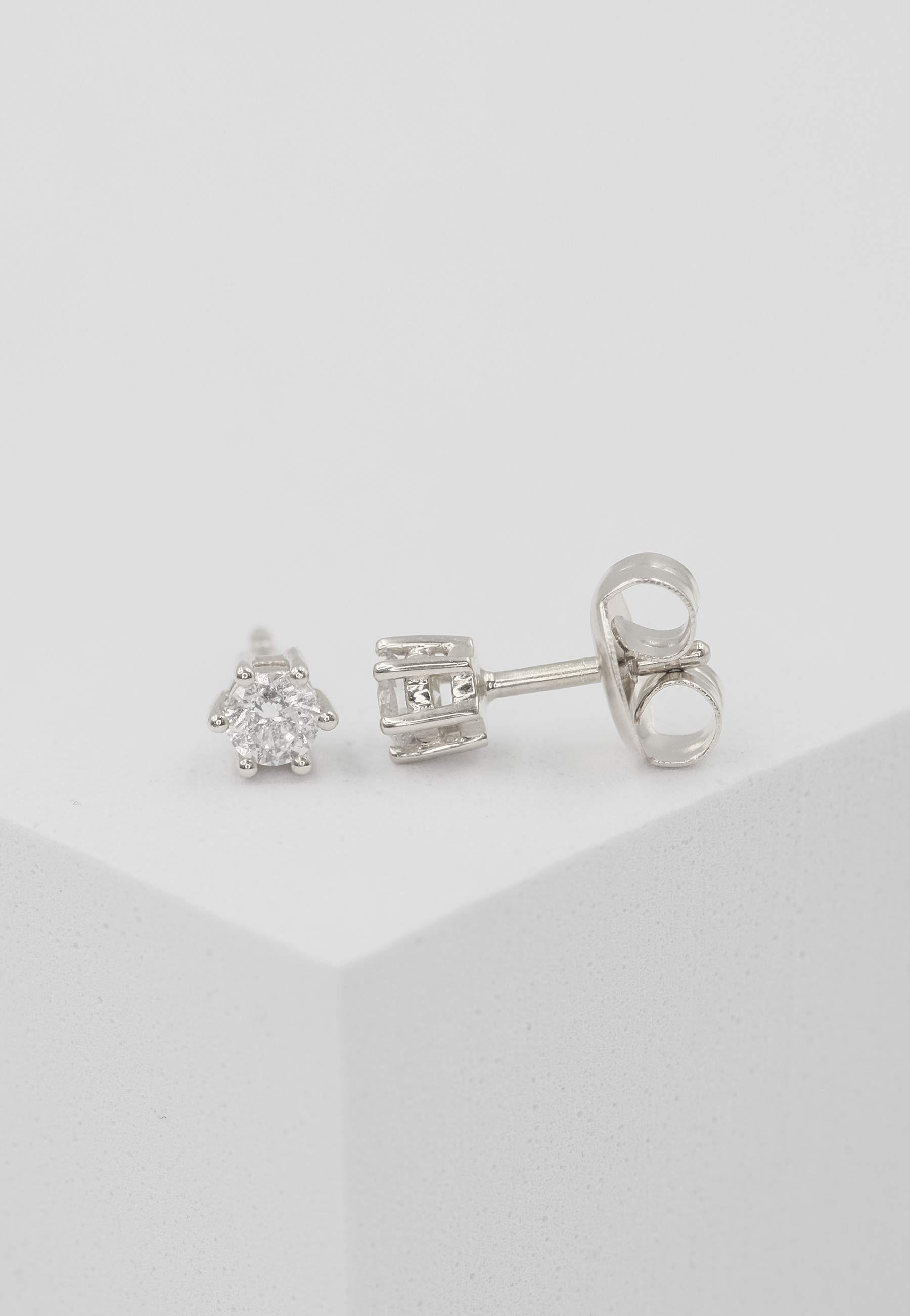MUAU Schmuck Solitär Ohrstecker 6-Griff-Fassung Weissgold 750 Brillanten 0.34ct. 6mm