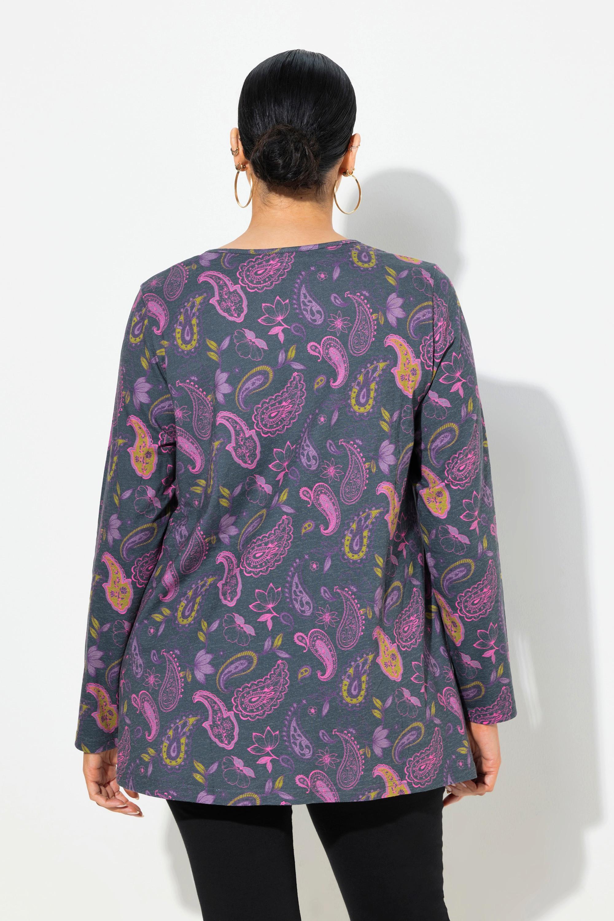 Ulla Popken A-Linie Rundhals Keyhole Langarm Shirt